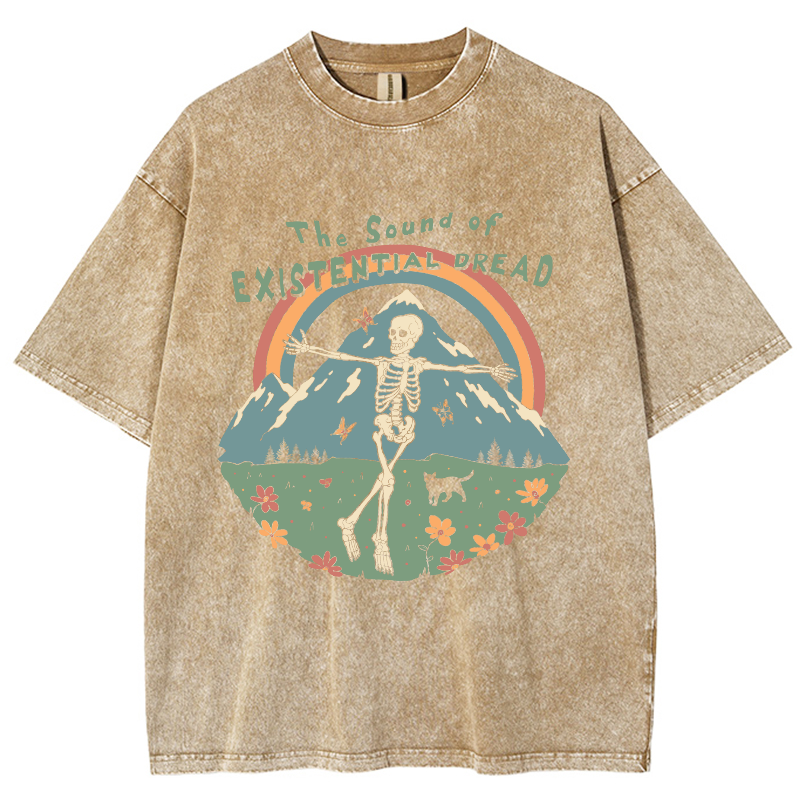 The Sound Of Existential Dread Unisex Vintage Wash Denim T-Shirts-Print-cool