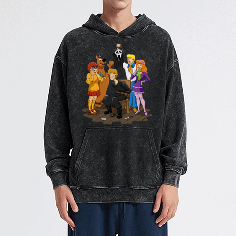 Ghost Face Unisex Printed Casual Washed Hoodie Sweatshirt-Print-cool