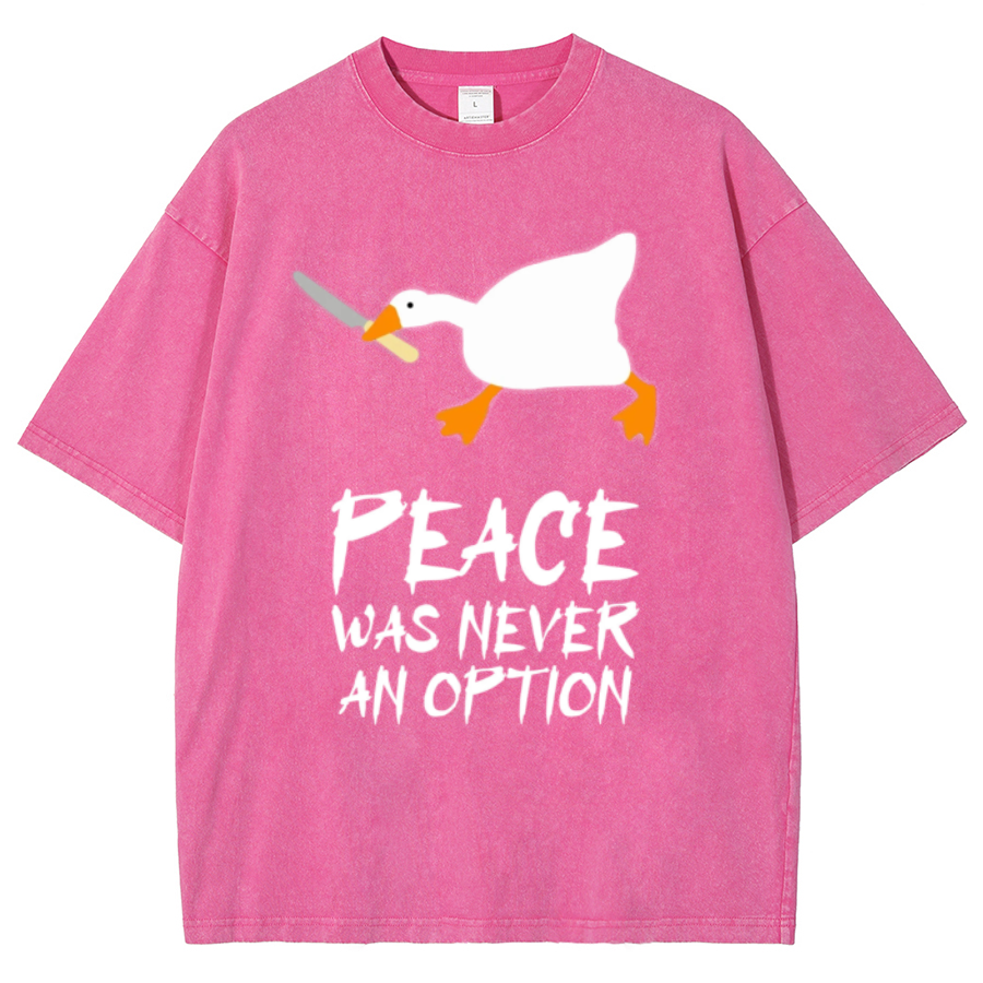 Peace Unisex Oversized Print Vintage Wash Denim T-Shirt-Print-cool