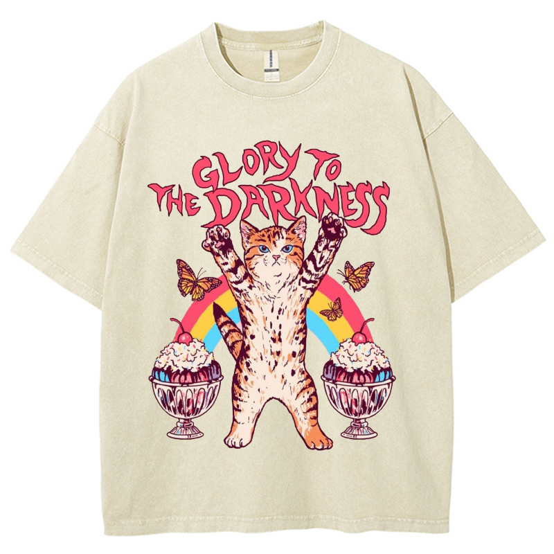 The Darkness Unisex Vintage Wash Denim T-Shirts-Print-cool