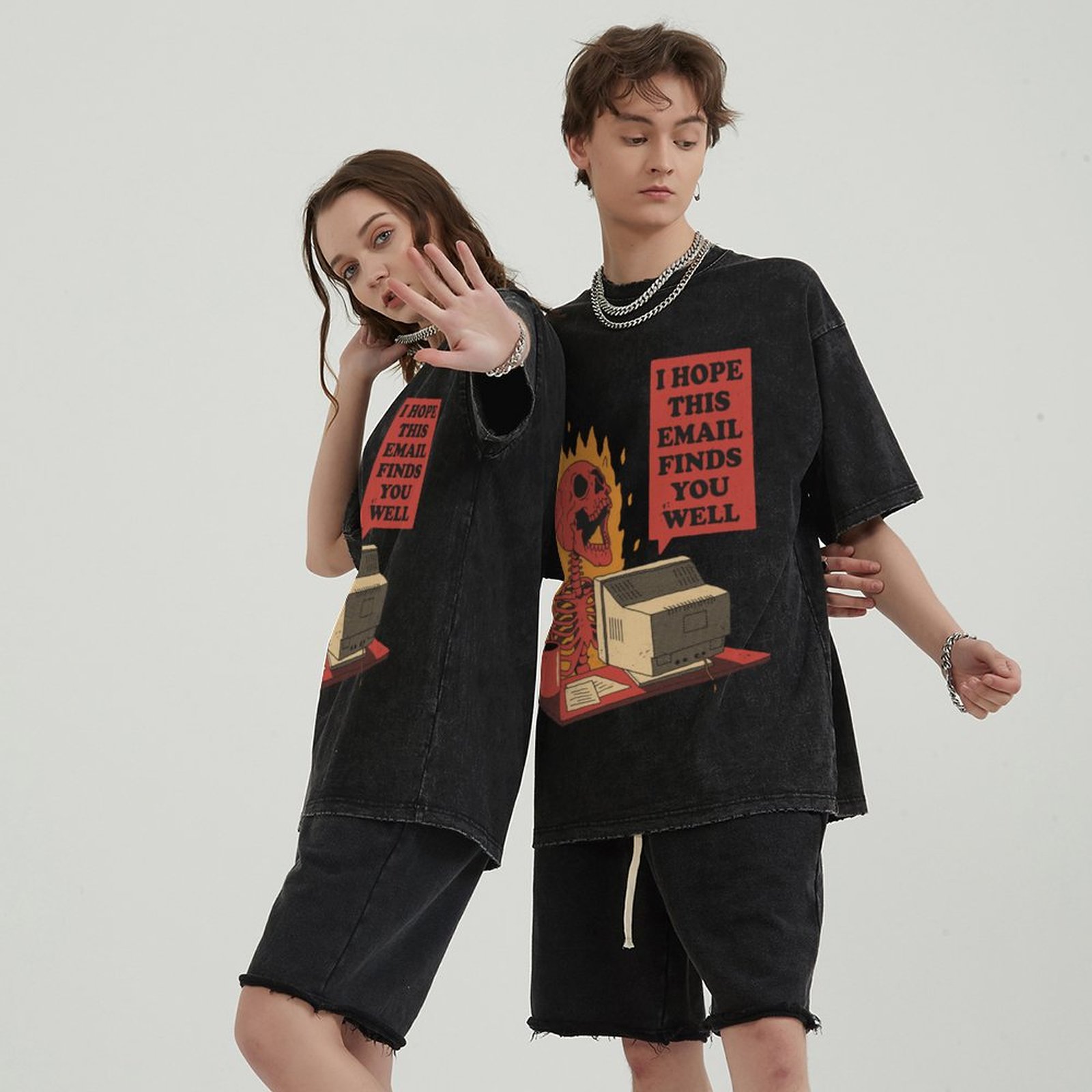 I Hope You Got Mail Unisex Vintage Solid Wash Denim T-Shirts