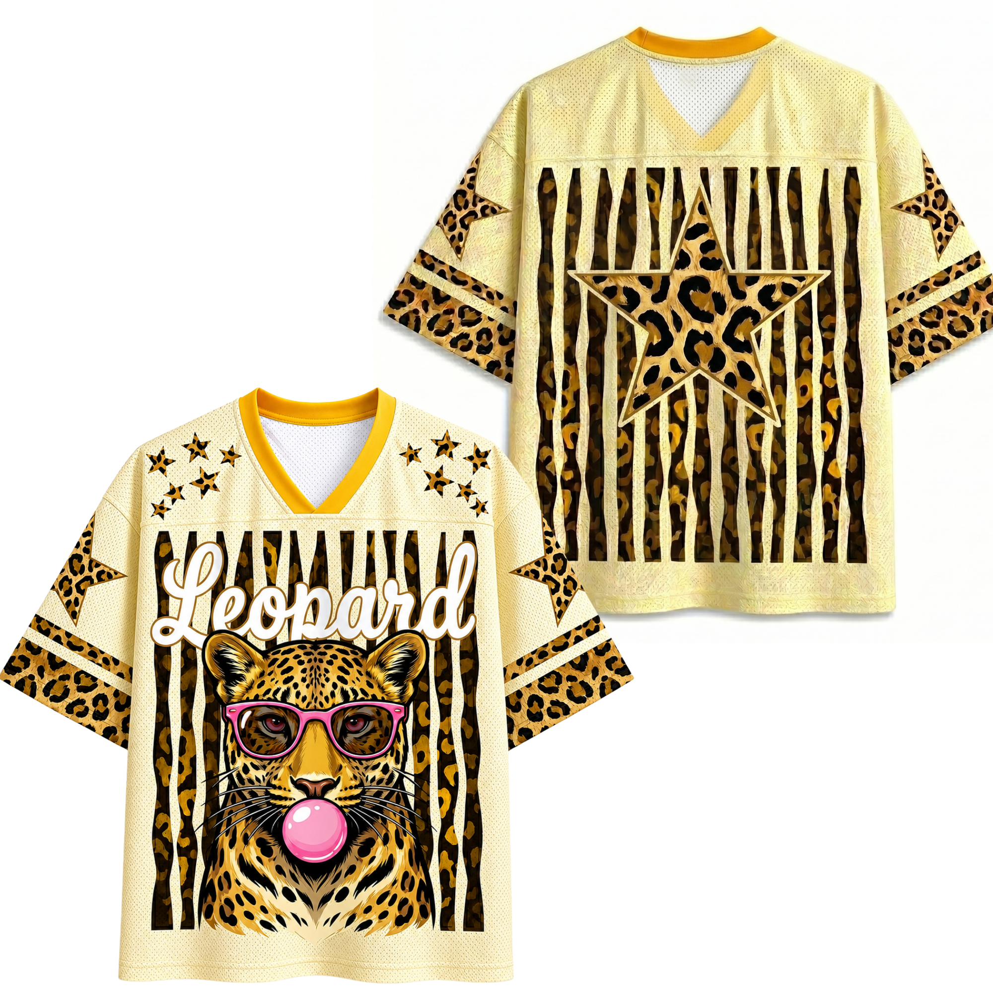 Chaotic Club Leopard Stars Bubblegum Summer Mesh Jersey