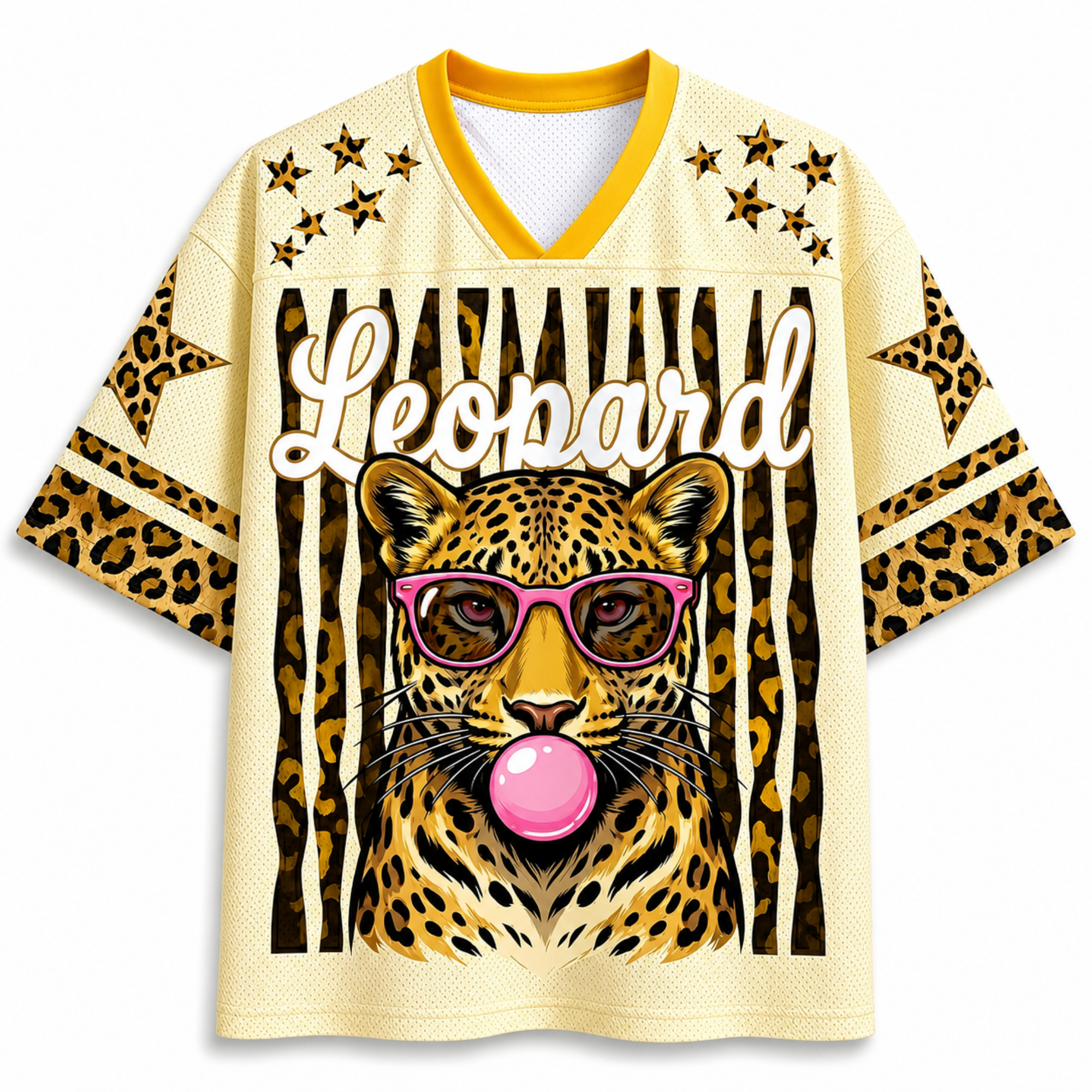 Chaotic Club Leopard Stars Bubblegum Summer Mesh Jersey