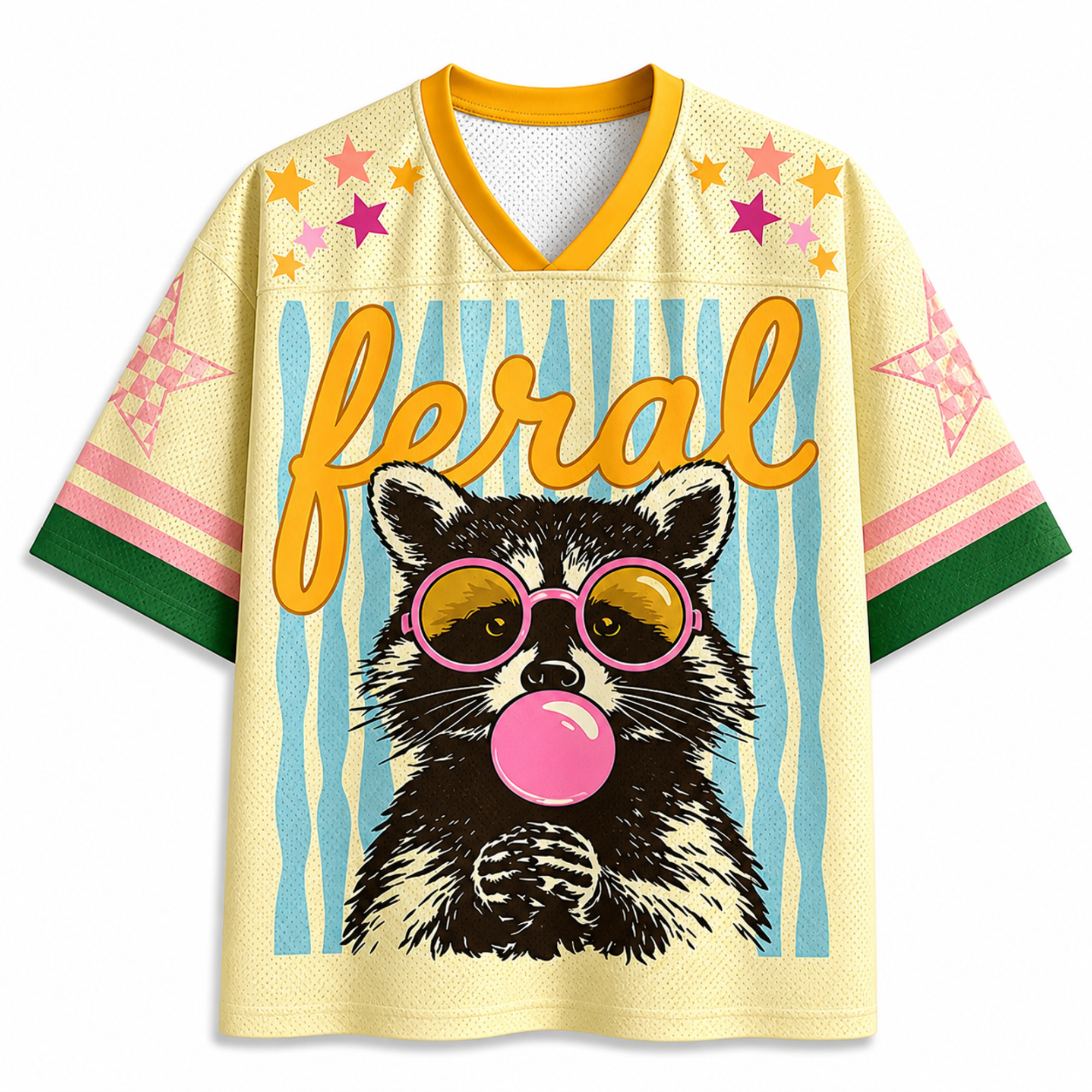 Chaotic Club Striped Feral Summer Raccoon Mesh Jersey