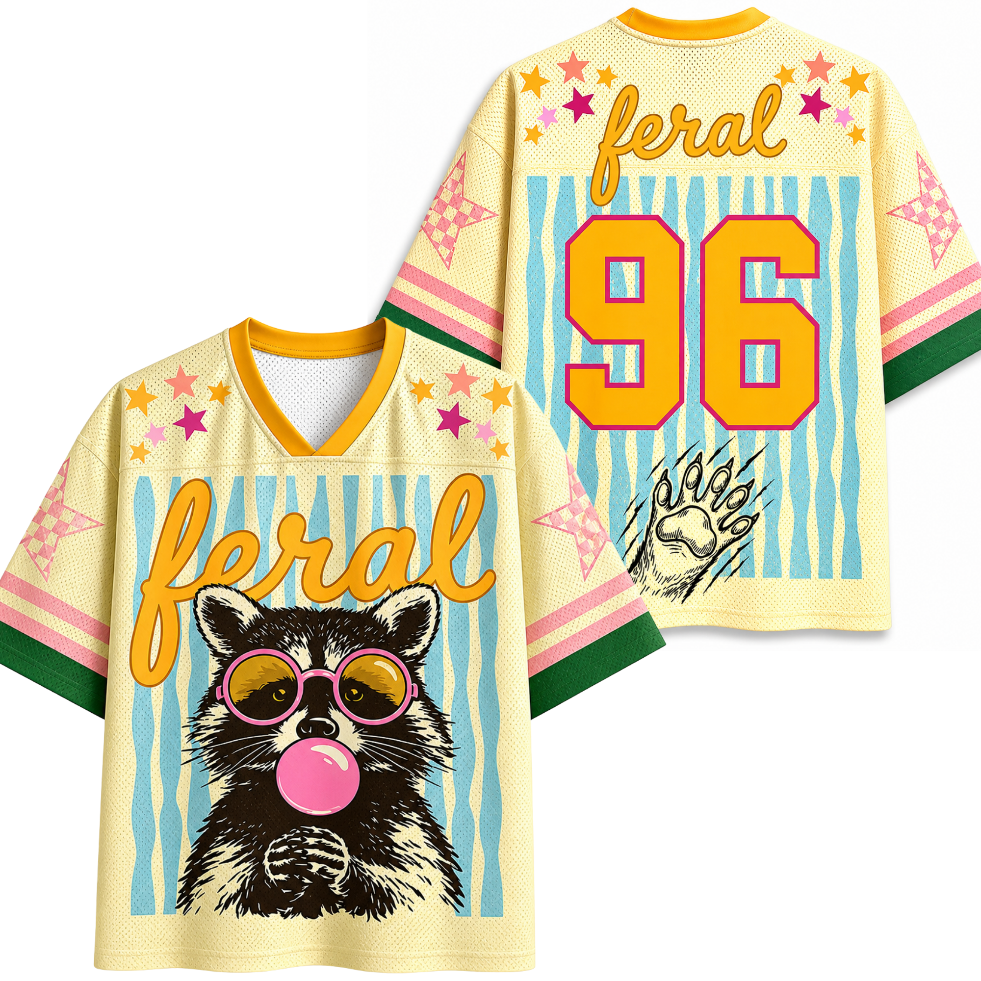 Chaotic Club Striped Feral Summer Raccoon Mesh Jersey