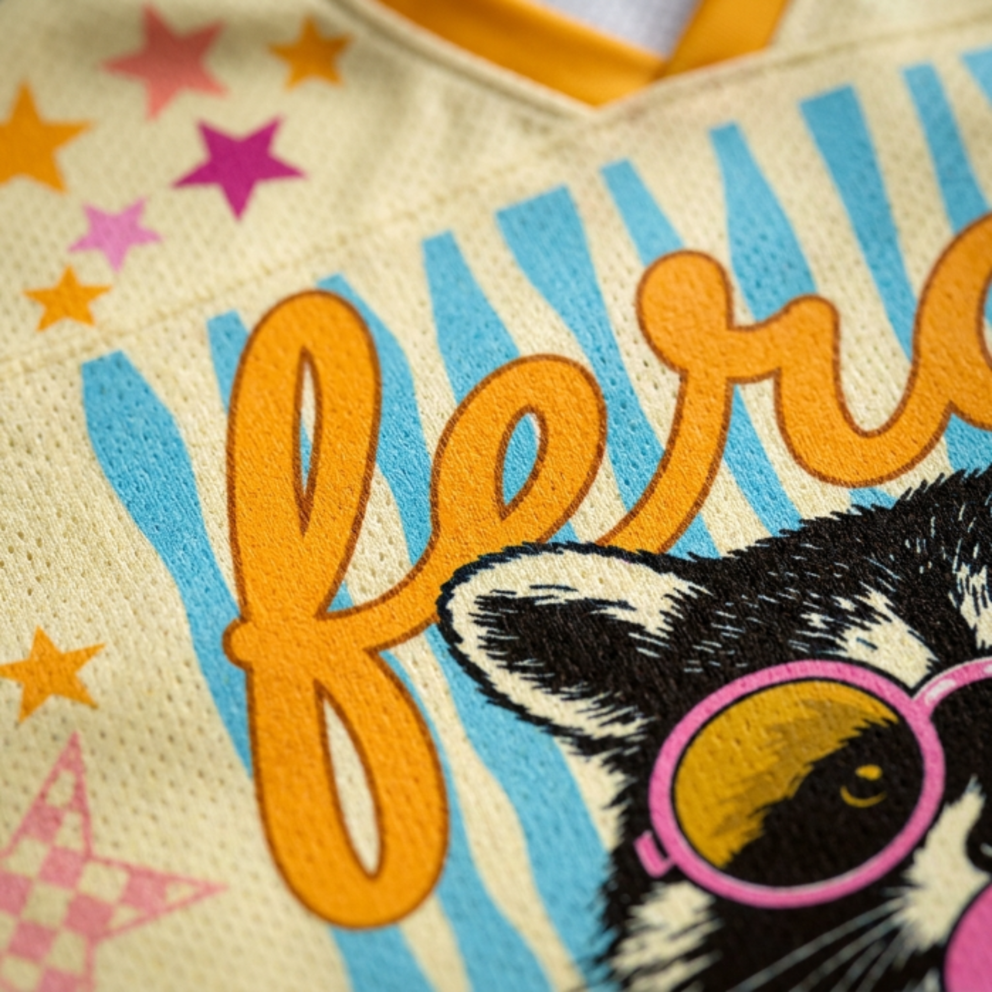 Chaotic Club Striped Feral Summer Raccoon Mesh Jersey