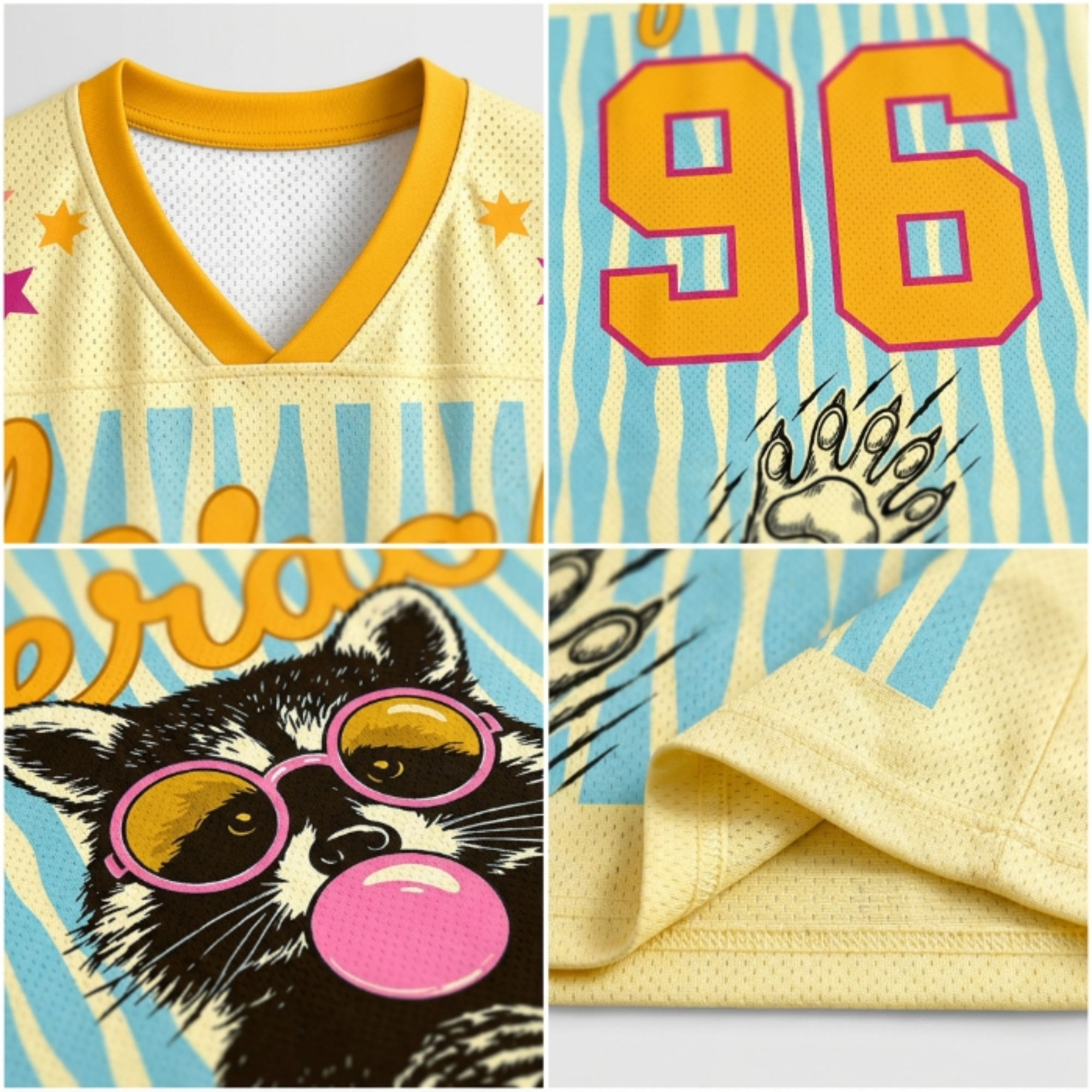 Chaotic Club Striped Feral Summer Raccoon Mesh Jersey