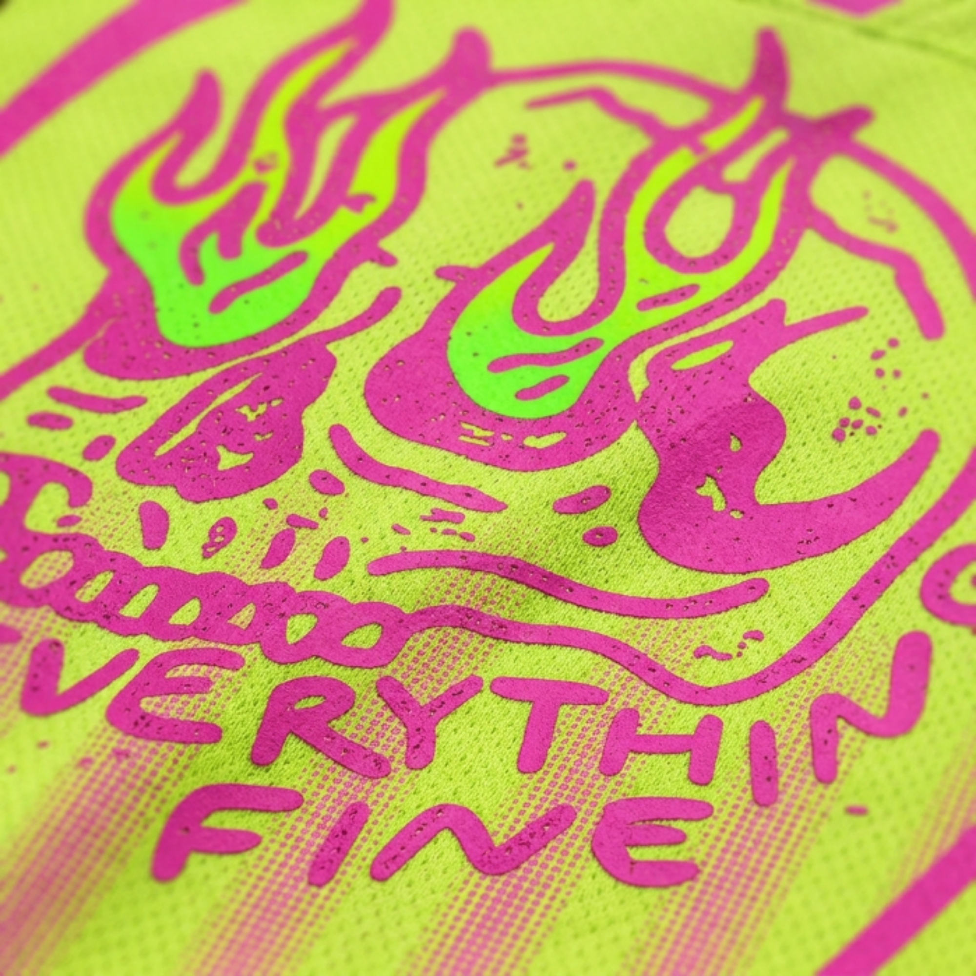 Chaotic Club Everything Is Fine Skull Neon Summer Mesh Jersey