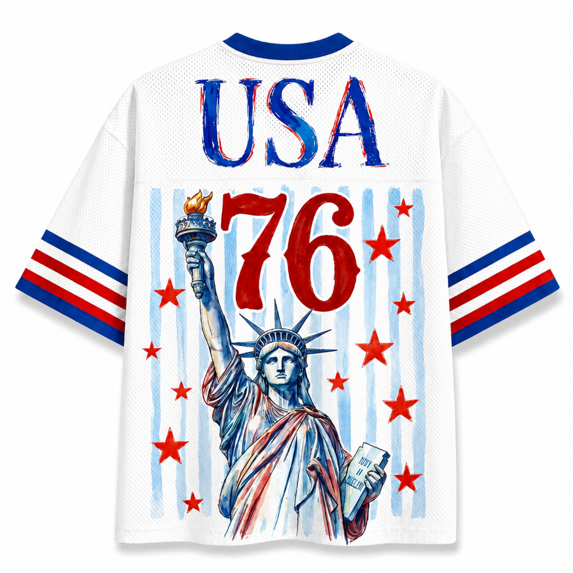 Chaotic Club Preppy Brushstroke Statue of Liberty Blowing Bubble Mesh Jersey