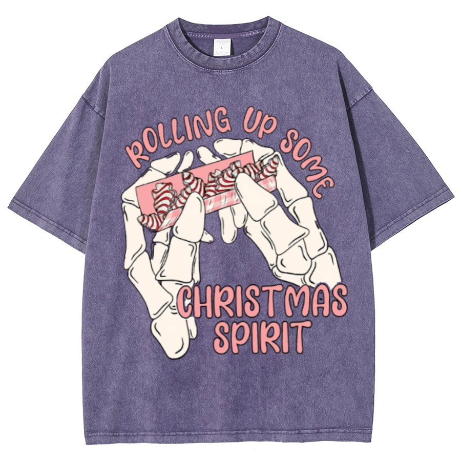 Rolling Up Unisex Oversized Print Vintage Wash Denim T-Shirt-Print-cool