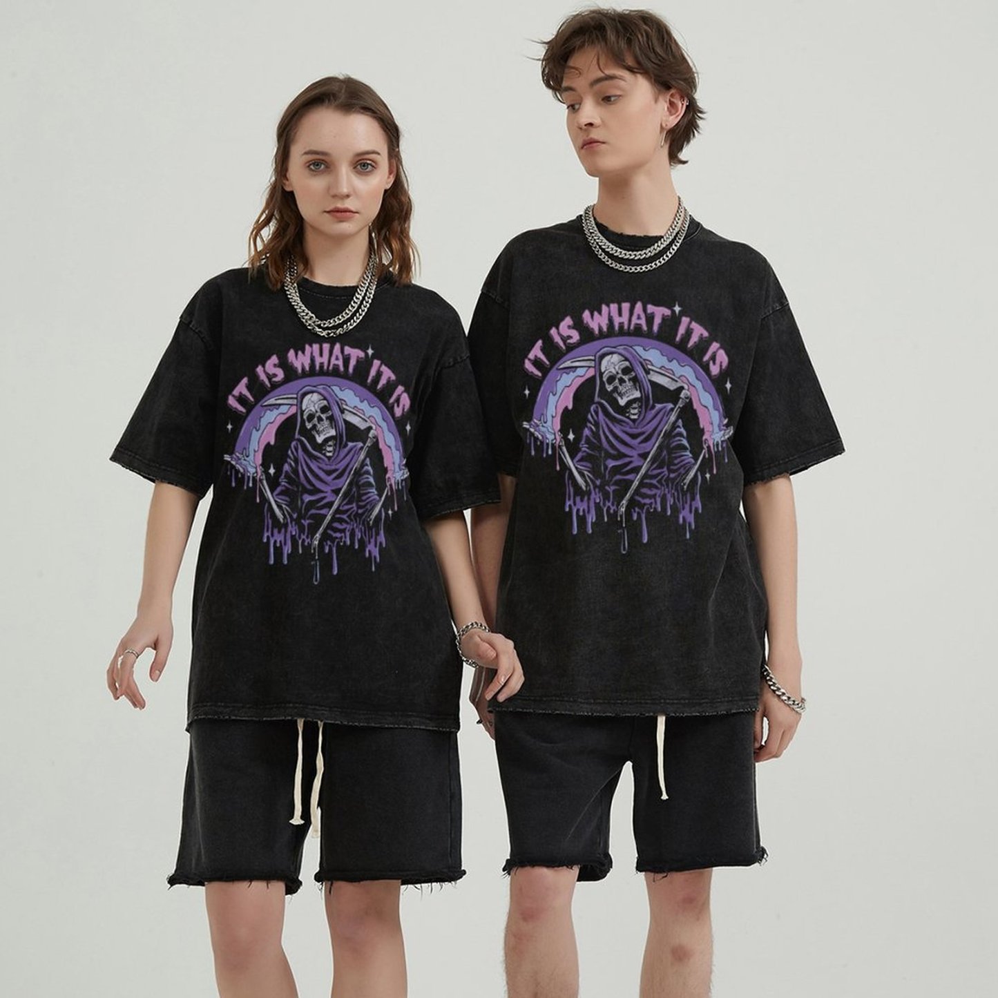 It Is What It Is Unisex Vintage Solid Wash Denim T-Shirts🔥Buy 4 get 5th 50%OFF🔥