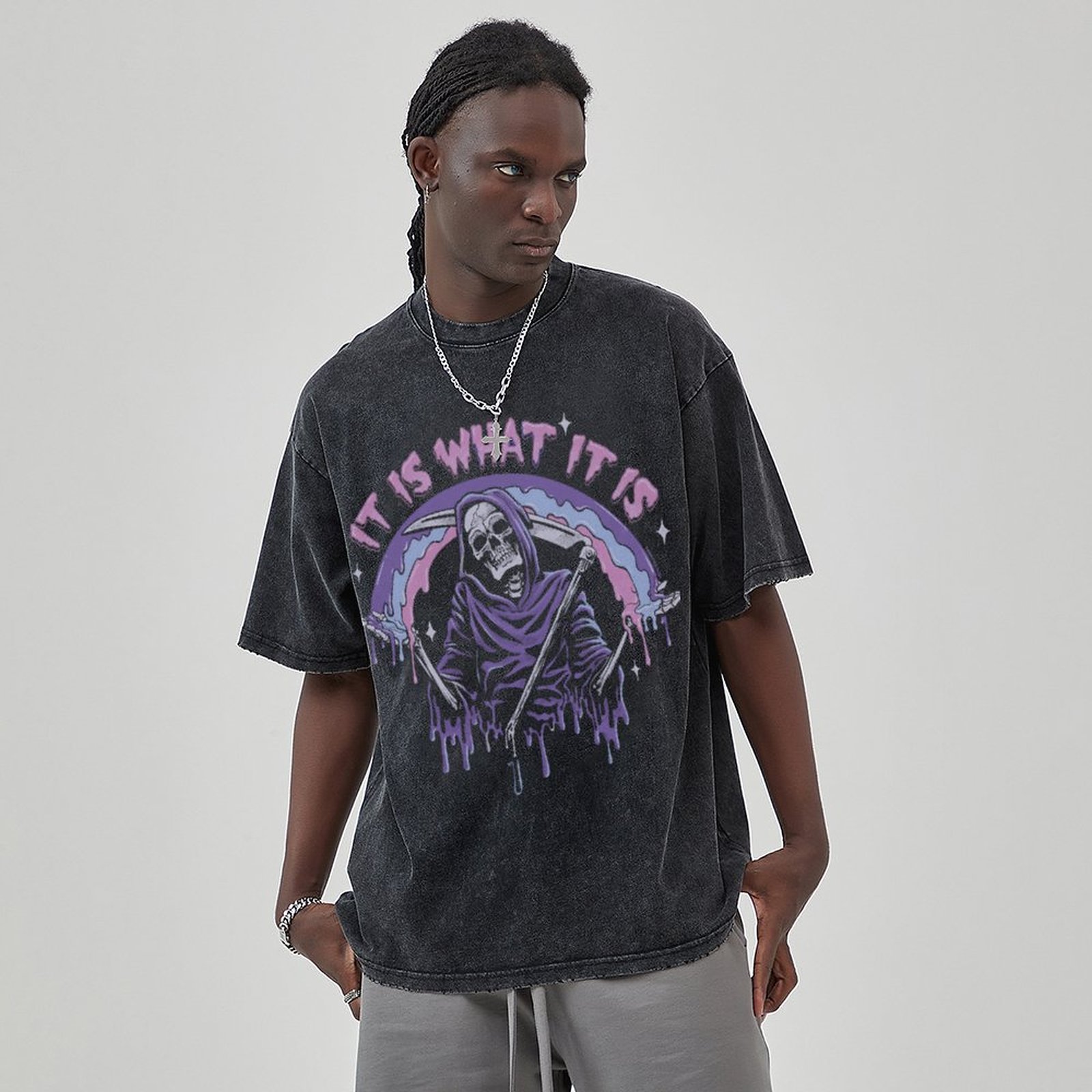 It Is What It Is Unisex Vintage Solid Wash Denim T-Shirts🔥Buy 4 get 5th 50%OFF🔥