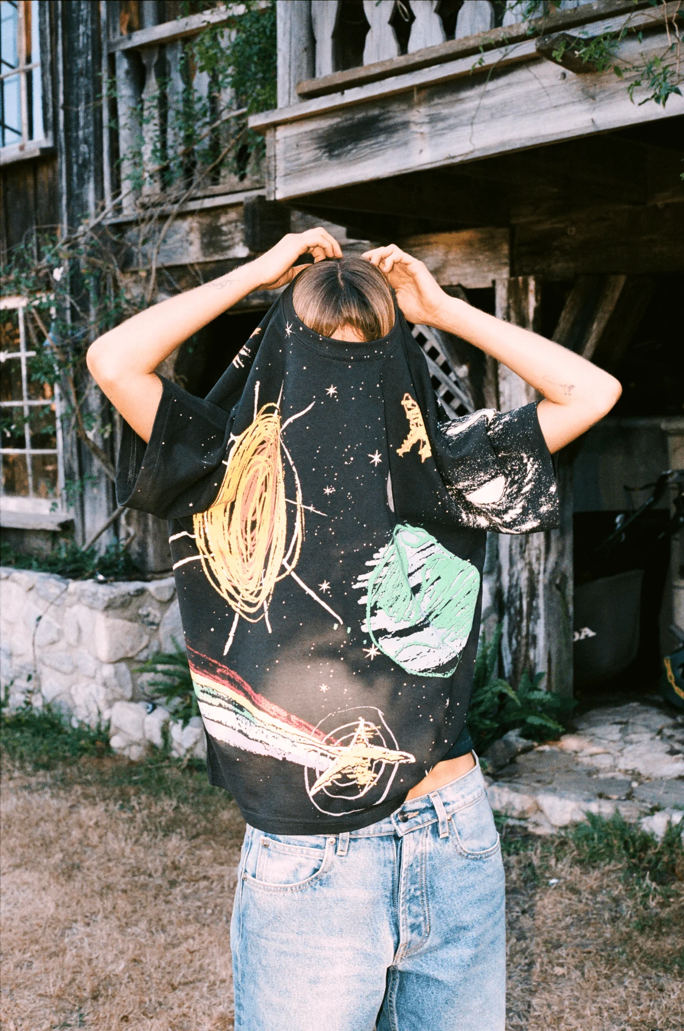 Galaxy Doodle All-over print pure cotton t-shirt
