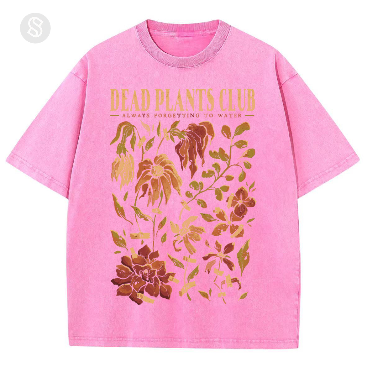 Dead Plants Club Unisex Printed Retro Washed Short Sleeved T-Shirt-Print-cool