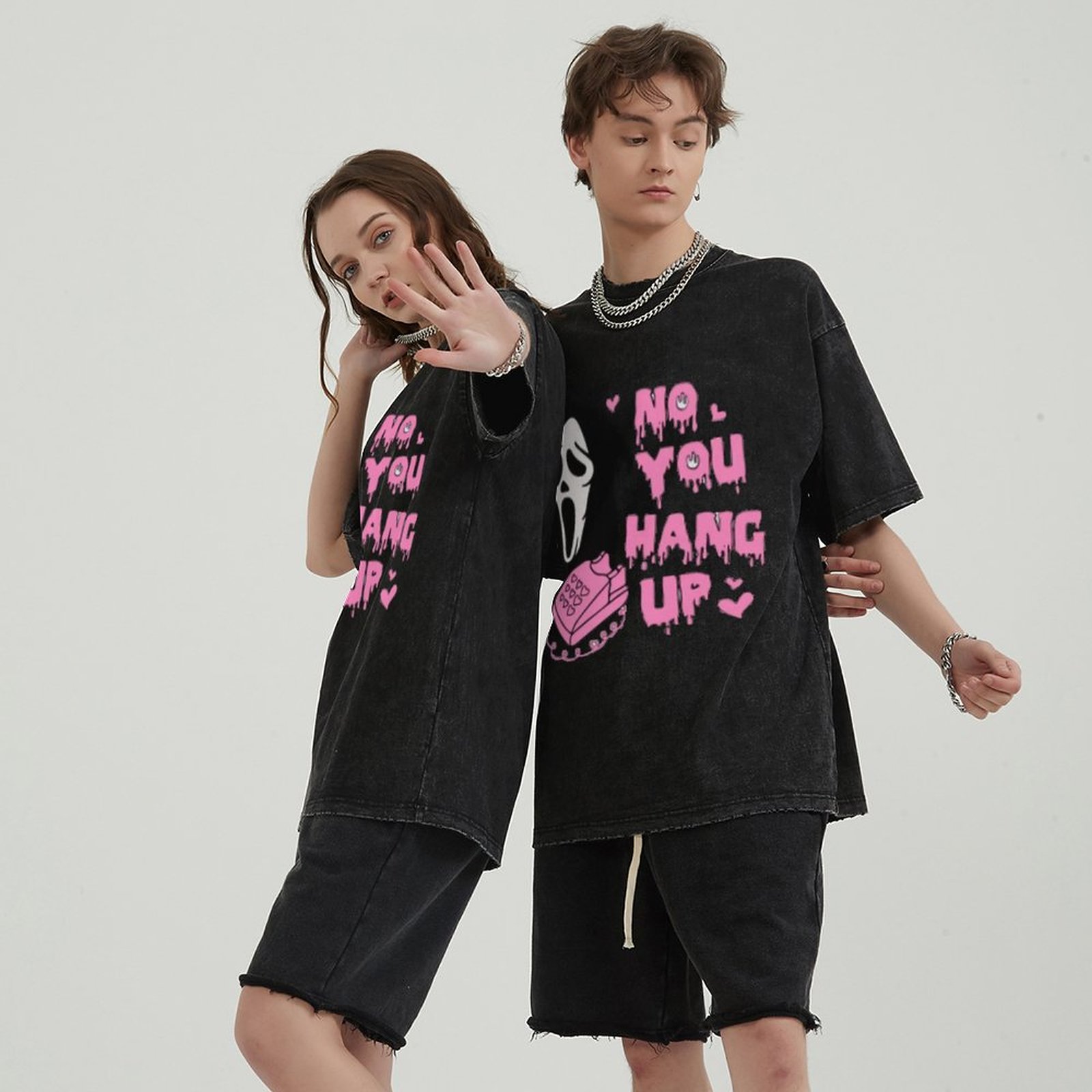 No You Hang Up Unisex Vintage Wash Denim T-Shirts-Print-cool