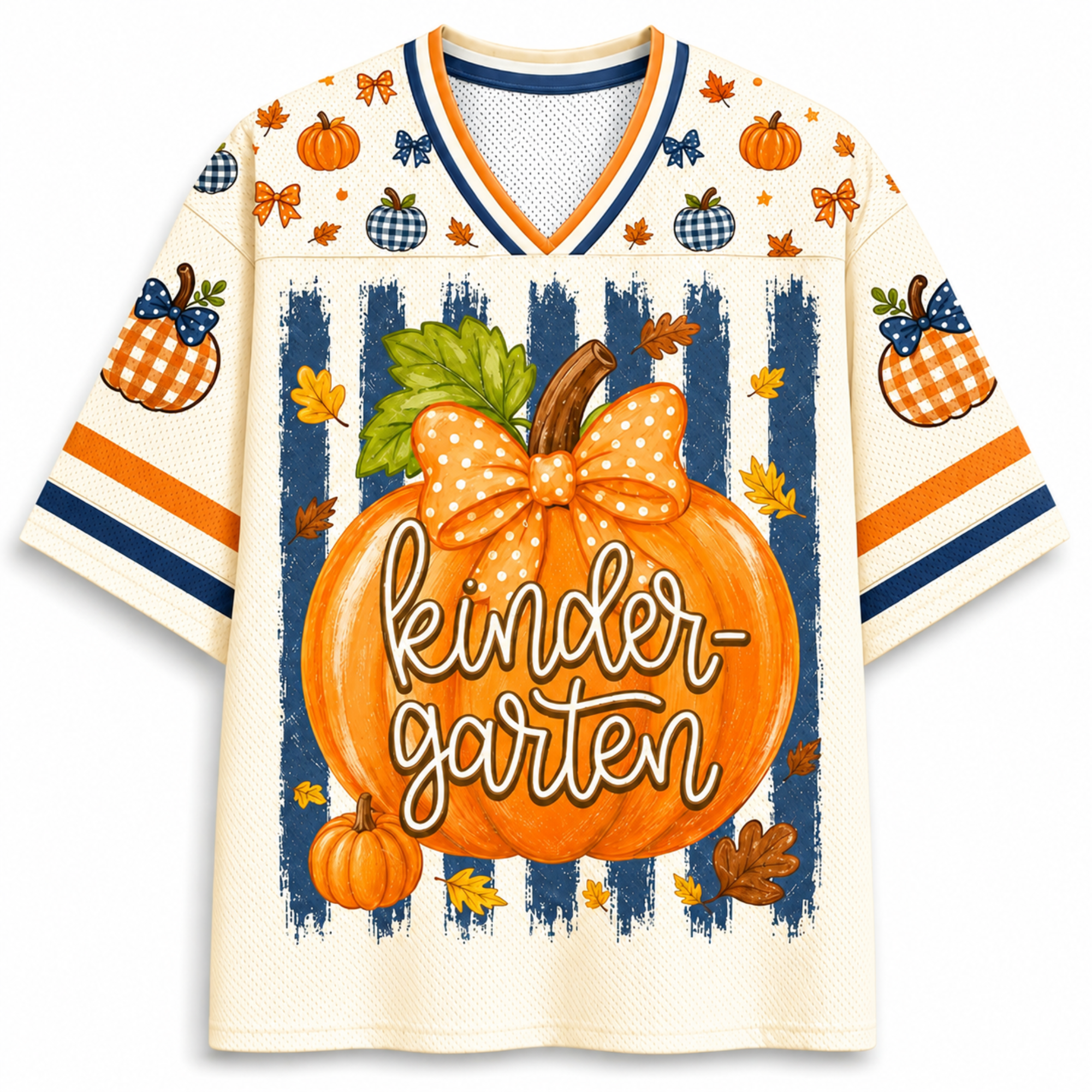 Chaotic Club Fall Back To School Striped Teacher Pumpkin Mesh Jersey