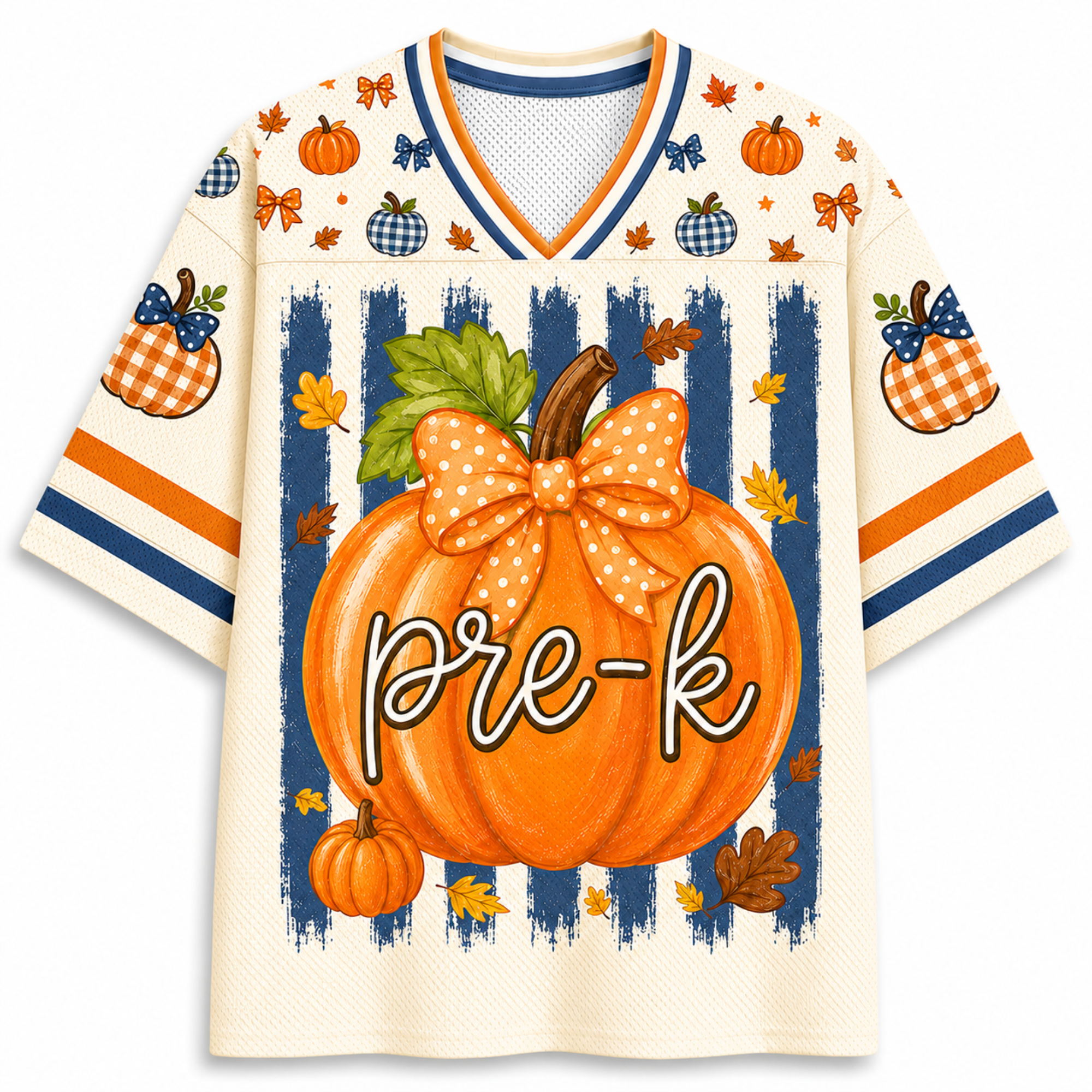 Chaotic Club Fall Back To School Striped Teacher Pumpkin Mesh Jersey