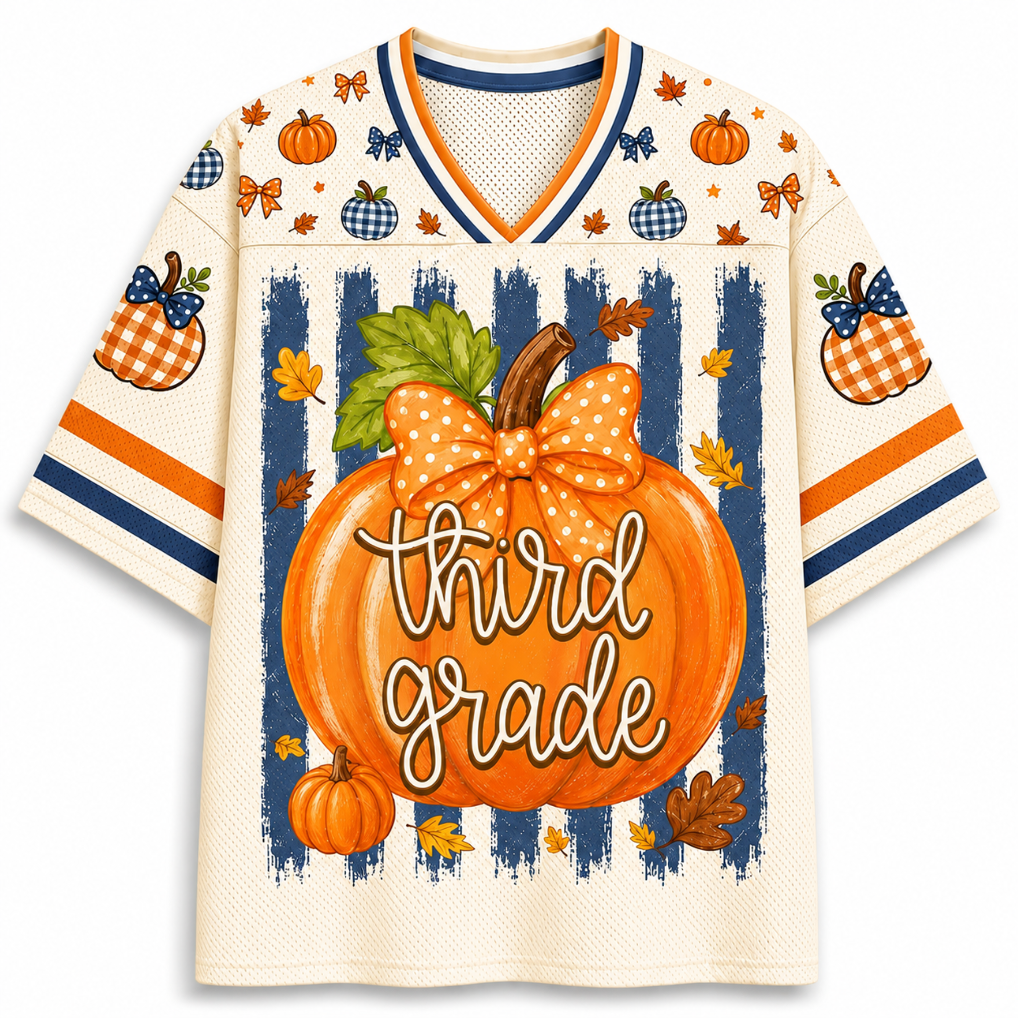 Chaotic Club Fall Back To School Striped Teacher Pumpkin Mesh Jersey