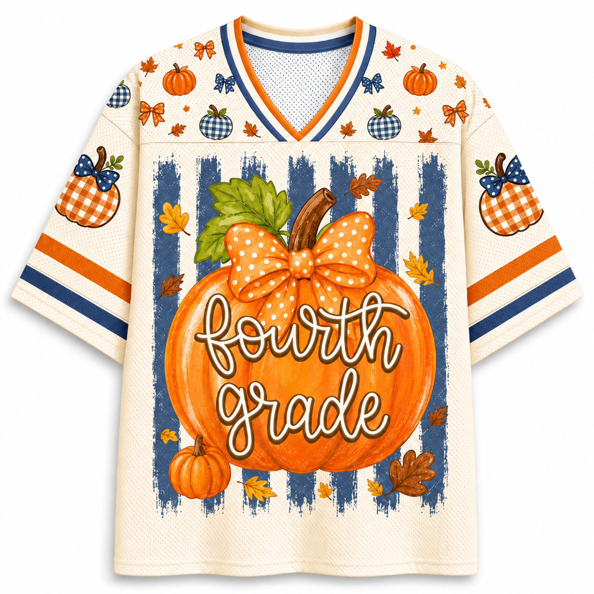 Chaotic Club Fall Back To School Striped Teacher Pumpkin Mesh Jersey