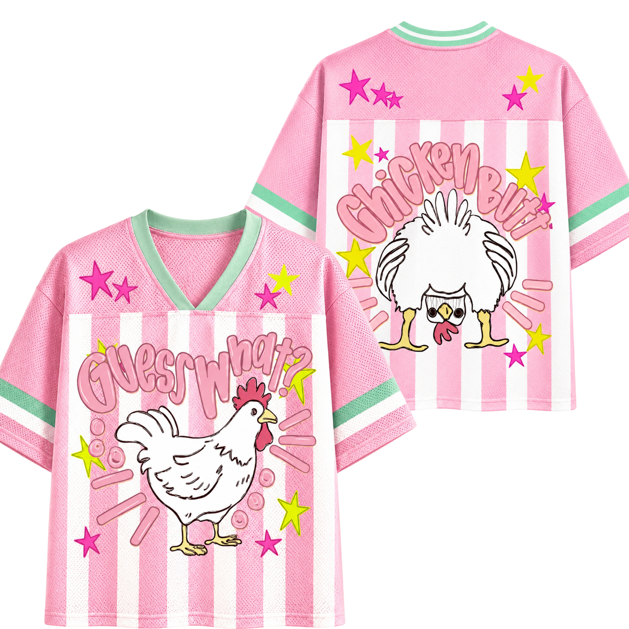 Chaotic Club Striped Guess What Chicken Butt Mesh Jersey