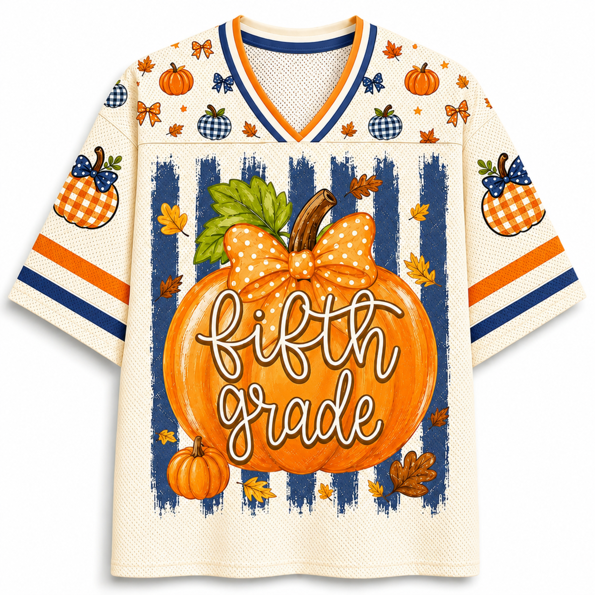 Chaotic Club Fall Back To School Striped Teacher Pumpkin Mesh Jersey