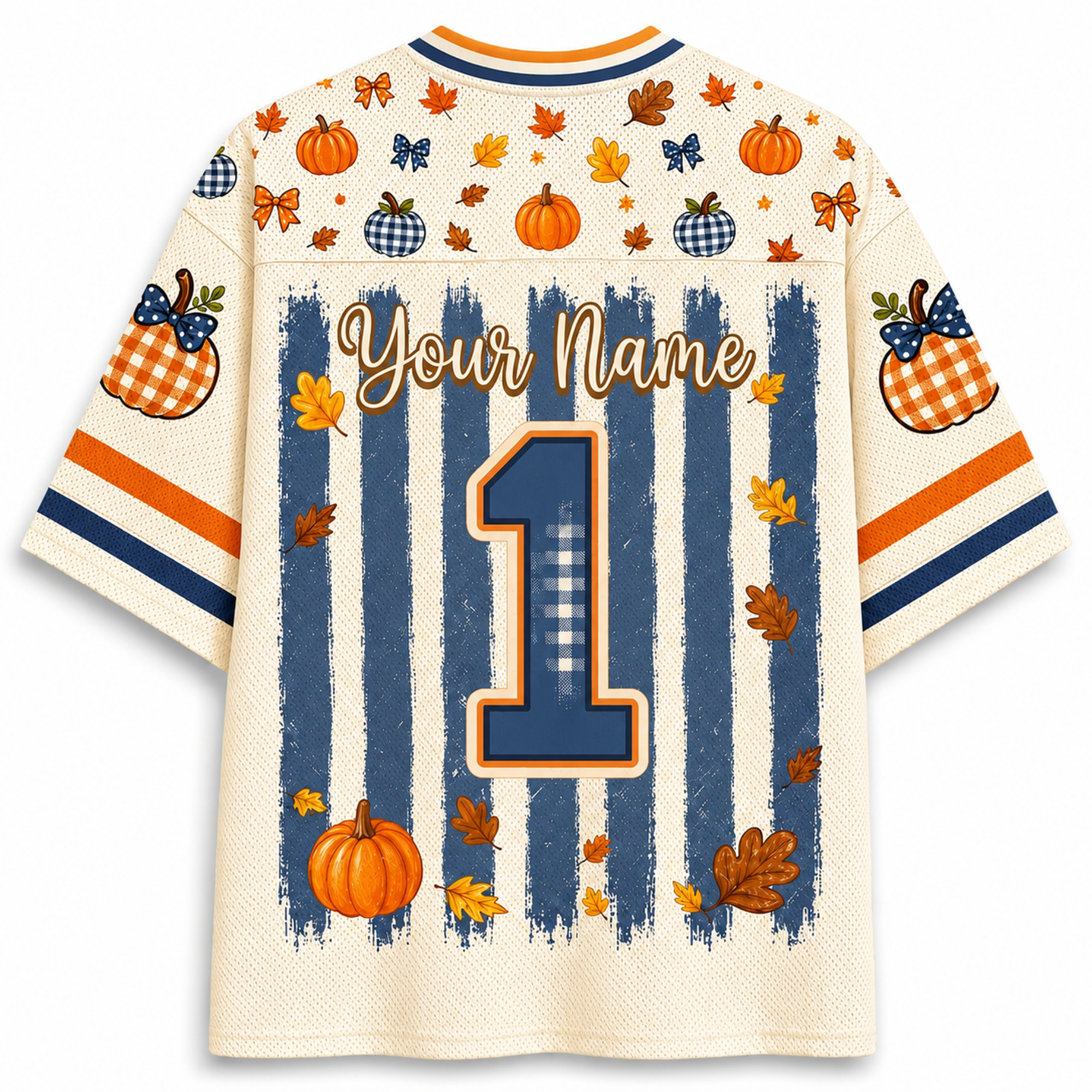 Chaotic Club Fall Back To School Striped Teacher Pumpkin Mesh Jersey