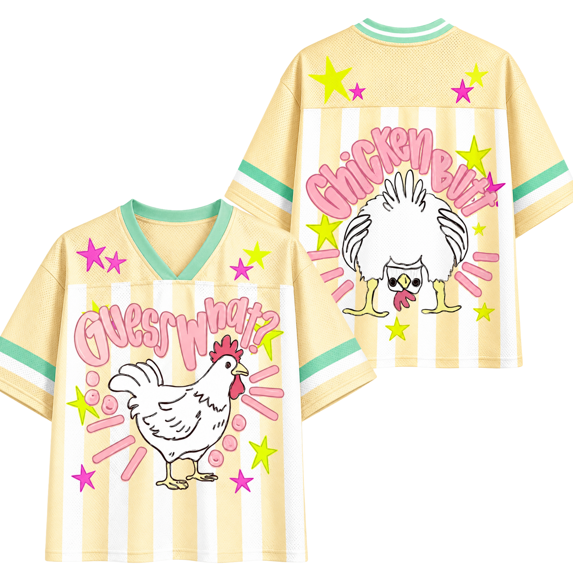 Chaotic Club Striped Guess What Chicken Butt Mesh Jersey