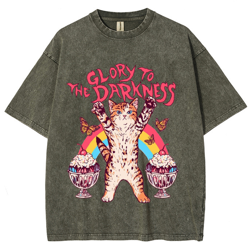 The Darkness Unisex Vintage Wash Denim T-Shirts-Print-cool