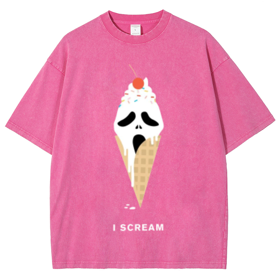 Iscream Unisex Oversized Print Vintage Wash Denim T-Shirt