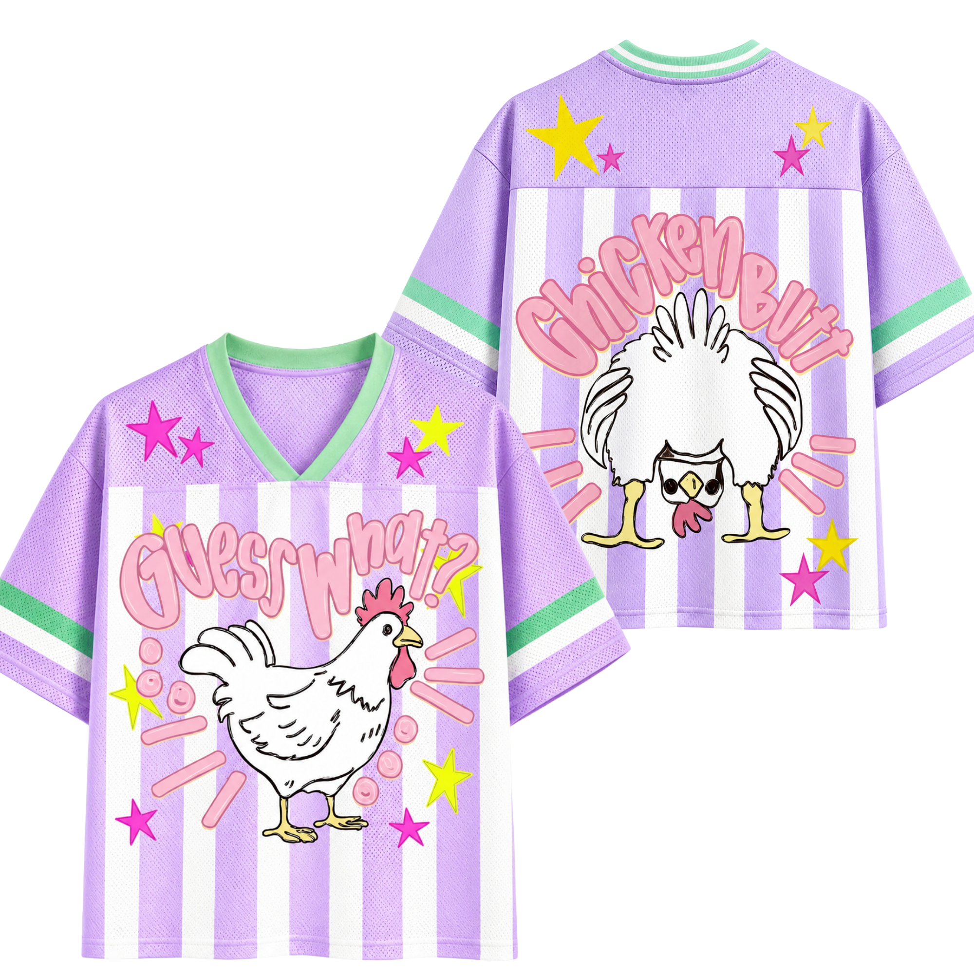 Chaotic Club Striped Guess What Chicken Butt Mesh Jersey