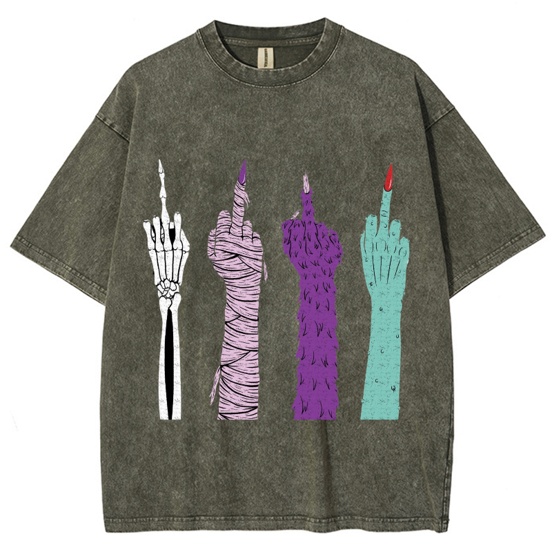 F*ck Monster Unisex Vintage Wash Denim T-Shirts-Print-cool