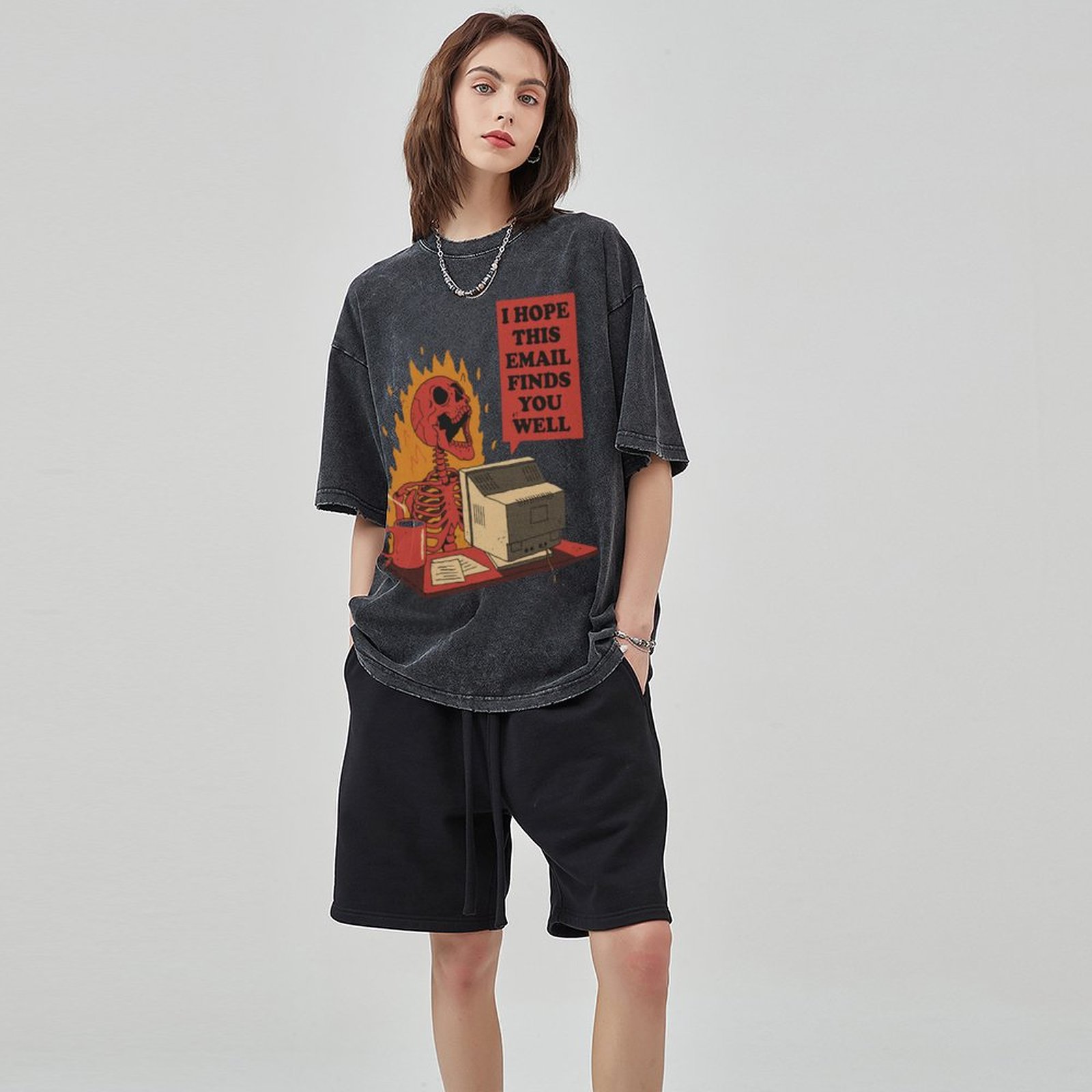 I Hope You Got Mail Unisex Vintage Solid Wash Denim T-Shirts