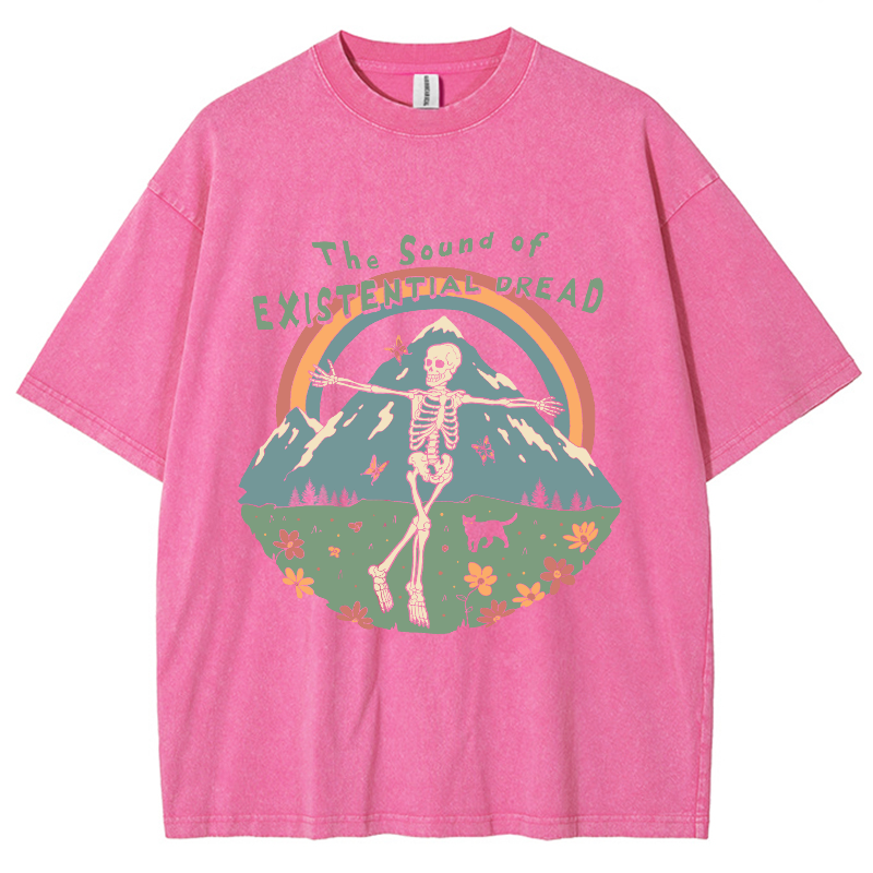 The Sound Of Existential Dread Unisex Vintage Wash Denim T-Shirts-Print-cool