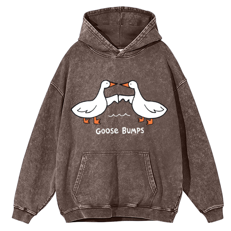 Goose Bumps Unisex Printed Casual Washed Hoodie Sweatshirt-Print-cool