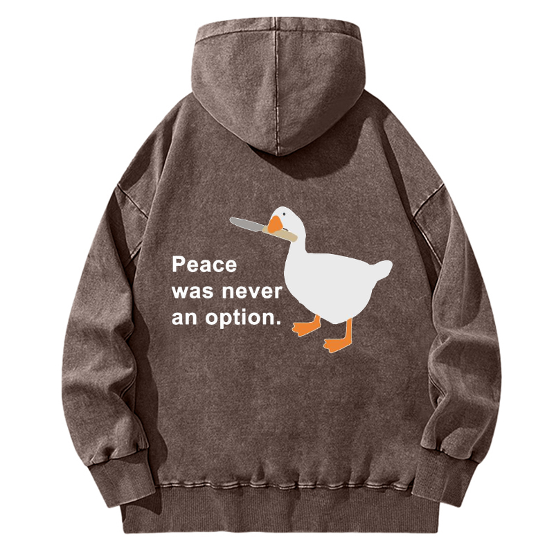 Unisex Casual Washed Peace Was Never An Option Printed Hoodie Sweatshirt