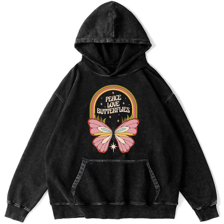 Peace Unisex Printed Casual Washed Hoodie Sweatshirt
