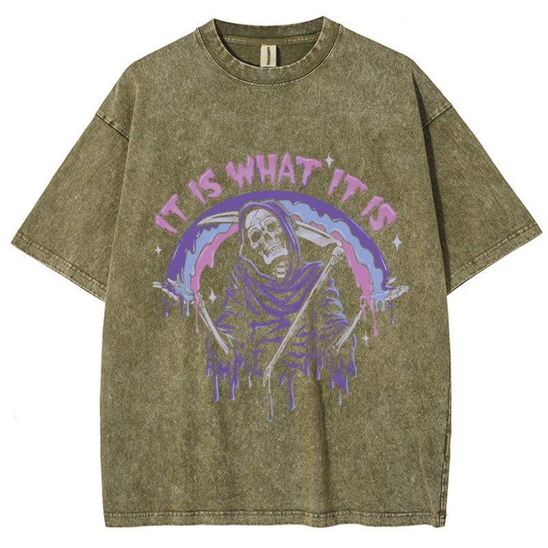It Is What It Is Unisex Vintage Solid Wash Denim T-Shirts🔥Buy 4 get 5th 50%OFF🔥