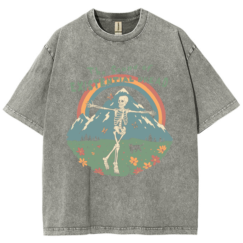 The Sound Of Existential Dread Unisex Vintage Wash Denim T-Shirts-Print-cool