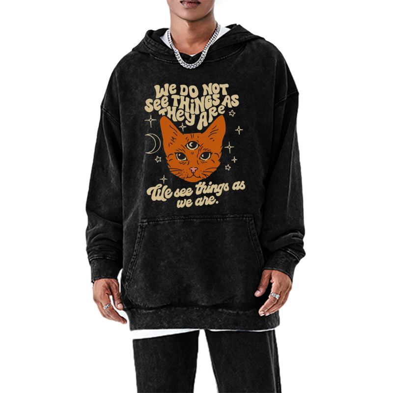 See Things Unisex Printed Casual Washed Hoodie Sweatshirt