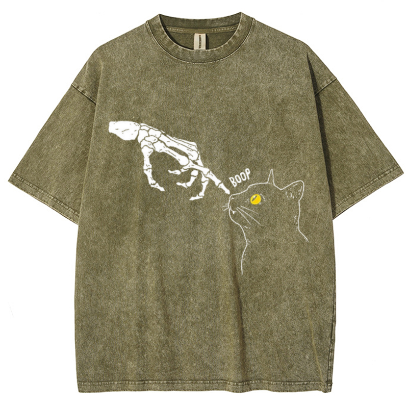 Spooky Boop Unisex Vintage Solid Wash Denim T-Shirts-Print-cool