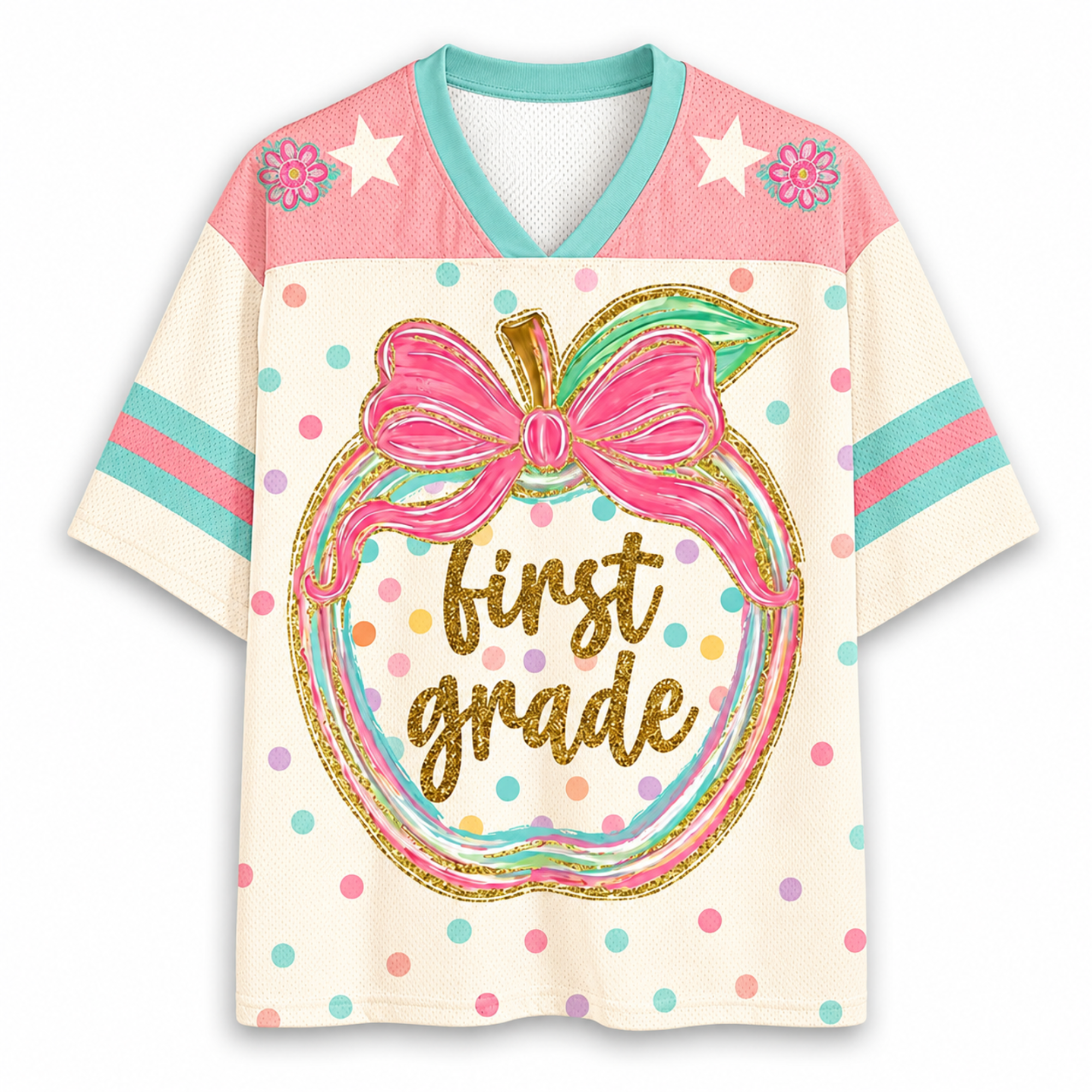 Chaotic Club Preppy Back to School Teacher Apple Mesh Jersey