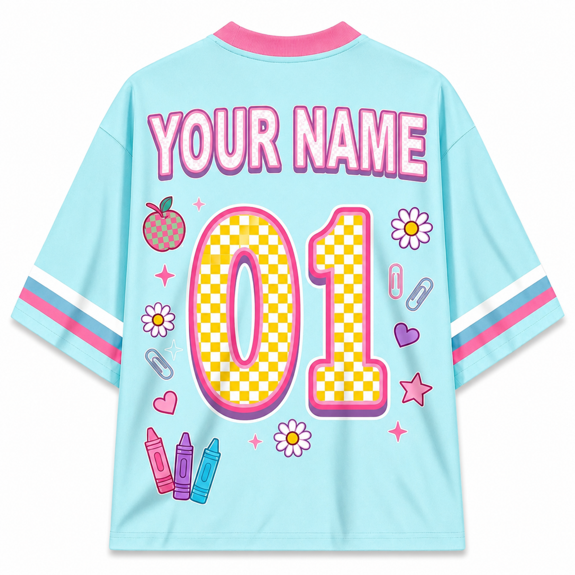 Chaotic Club Striped Checkered Back To School Smile  Mesh Jersey