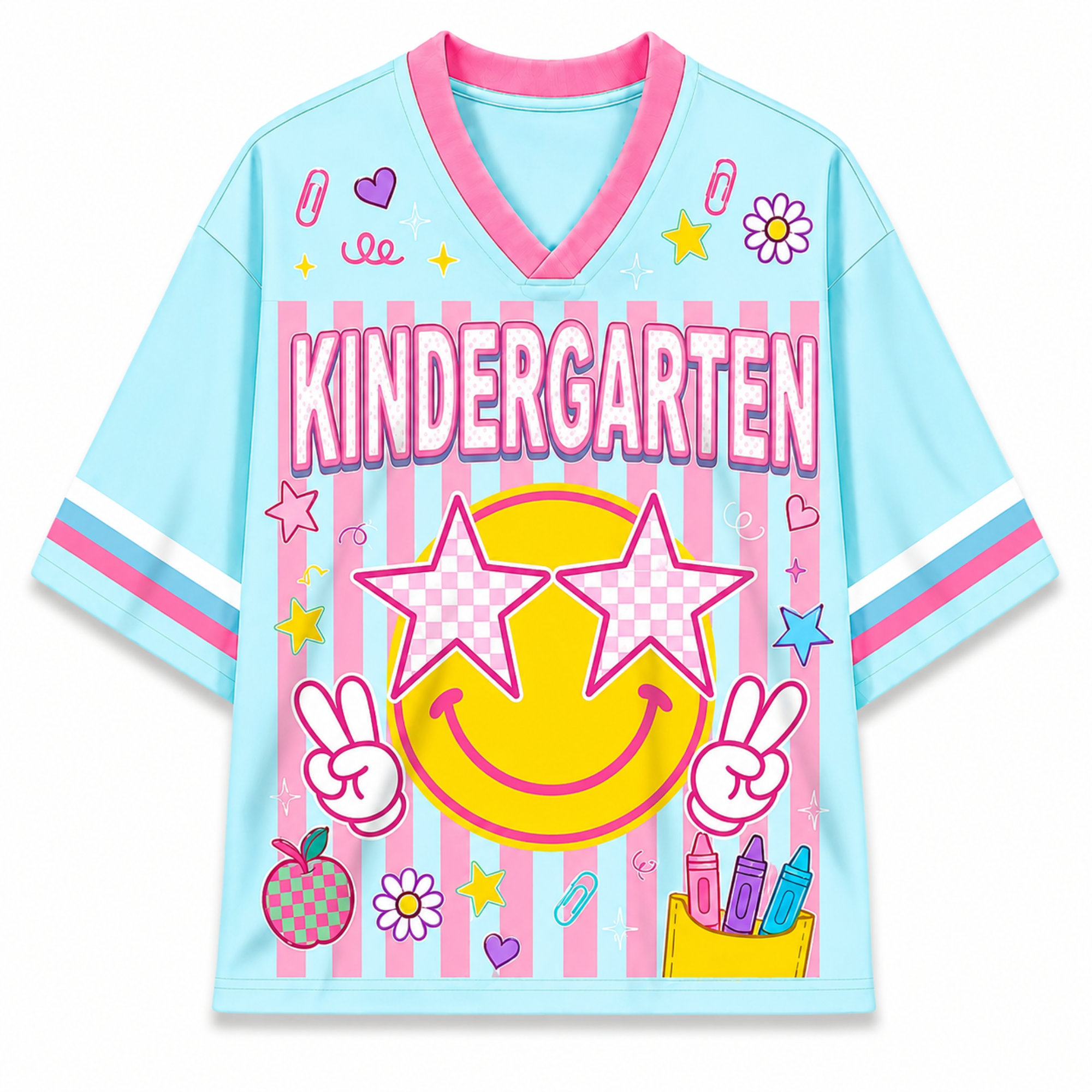 Chaotic Club Striped Checkered Back To School Smile  Mesh Jersey