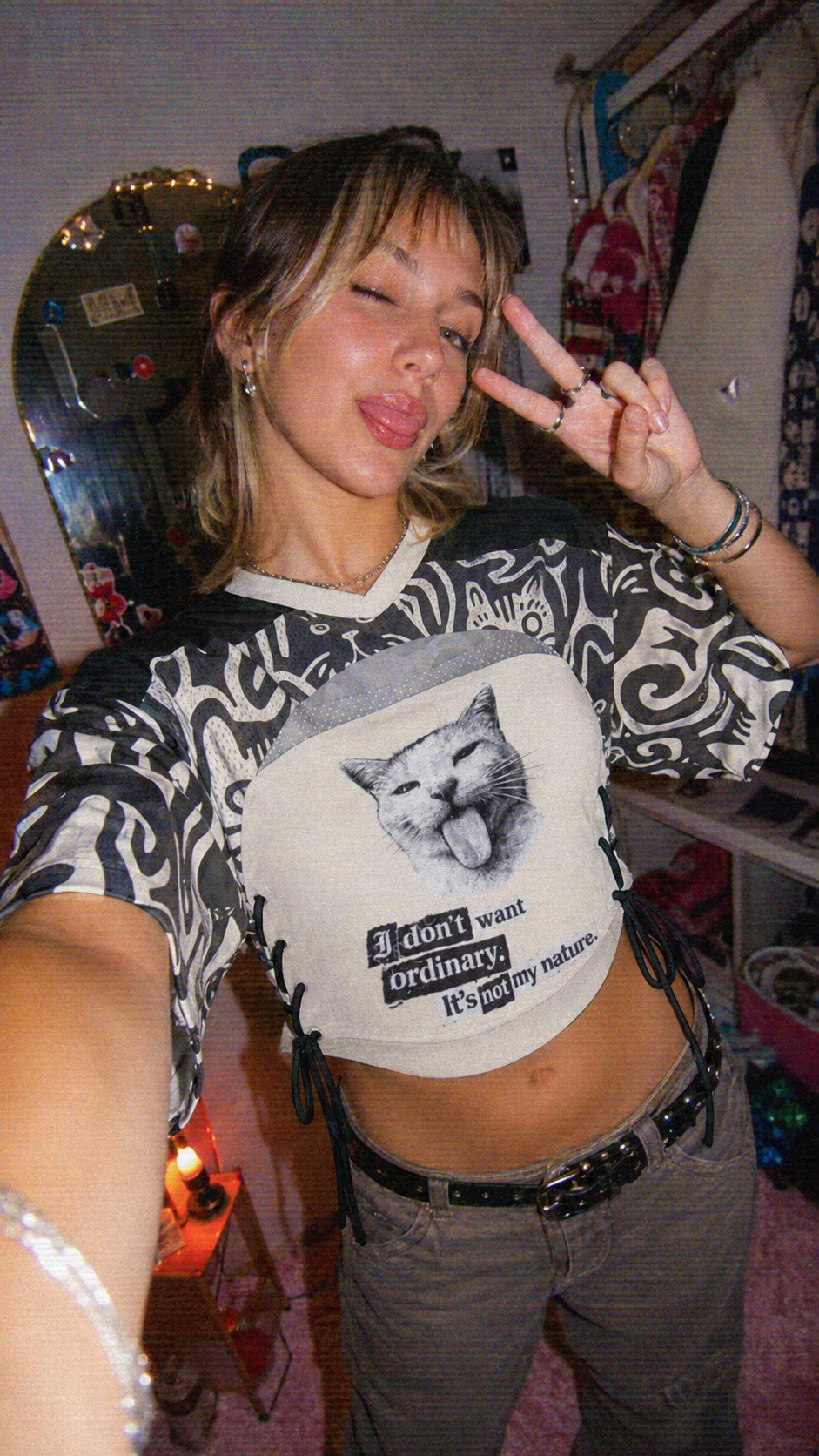 Rebel Kitty Mesh Short-Sleeve Bandeau Set