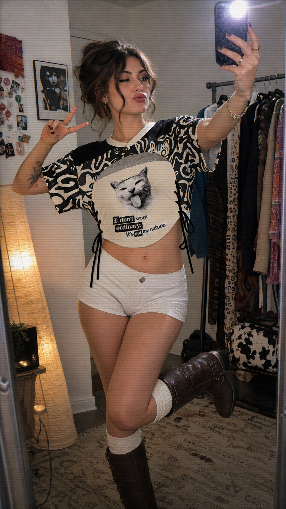 Rebel Kitty Mesh Short-Sleeve Bandeau Set