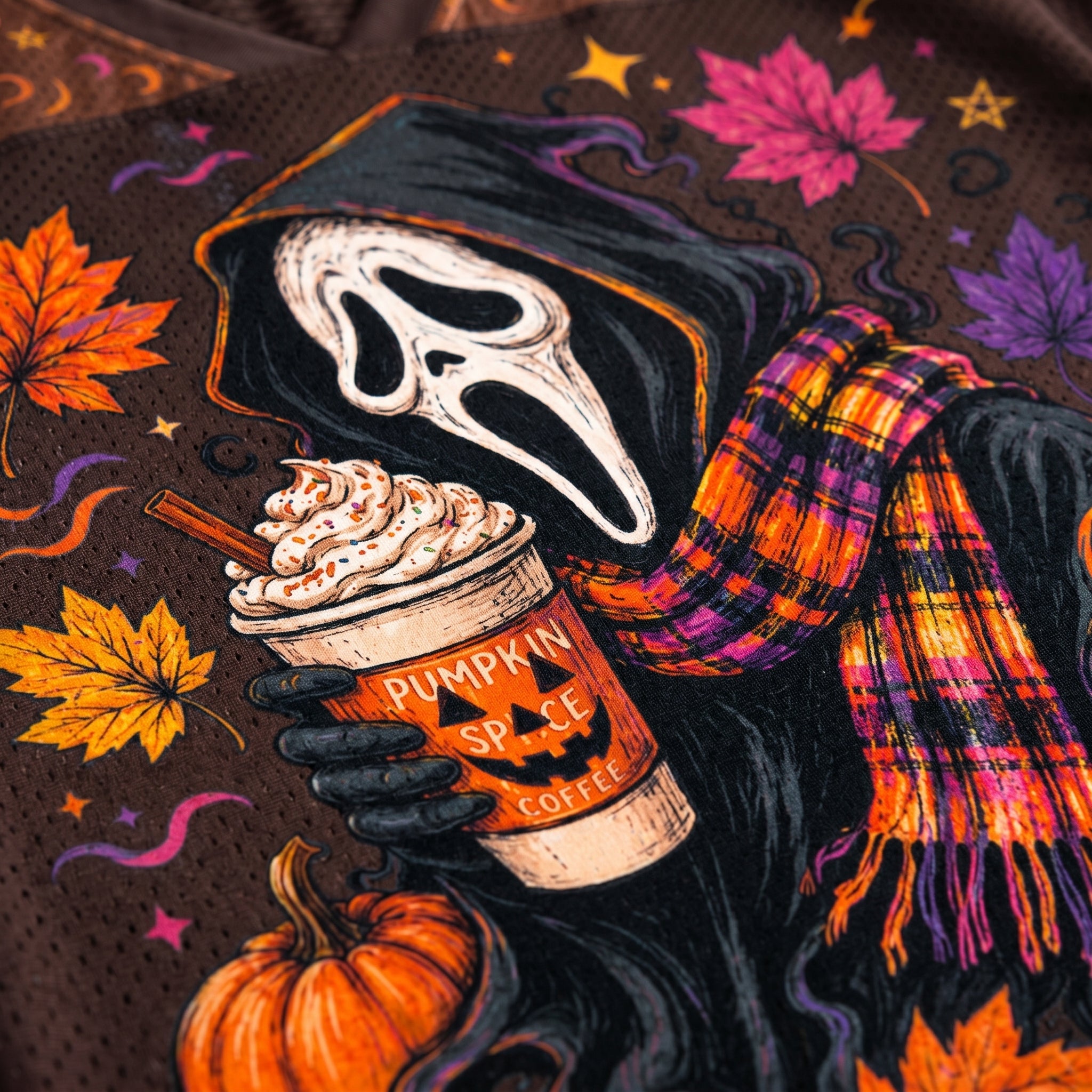 Chaotic Club Ghostface Fall Coffee Halloween Mesh Jersey