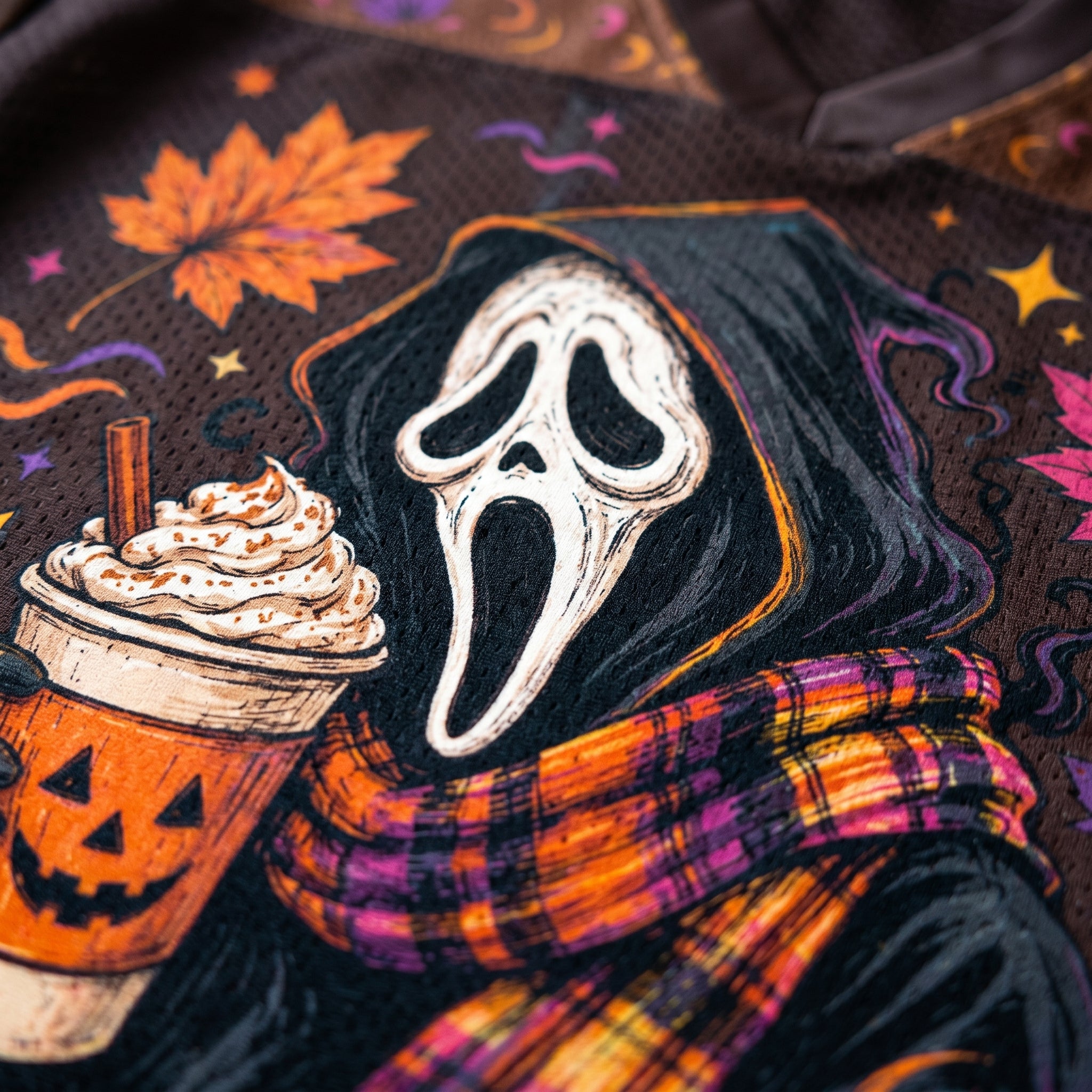 Chaotic Club Ghostface Fall Coffee Halloween Mesh Jersey