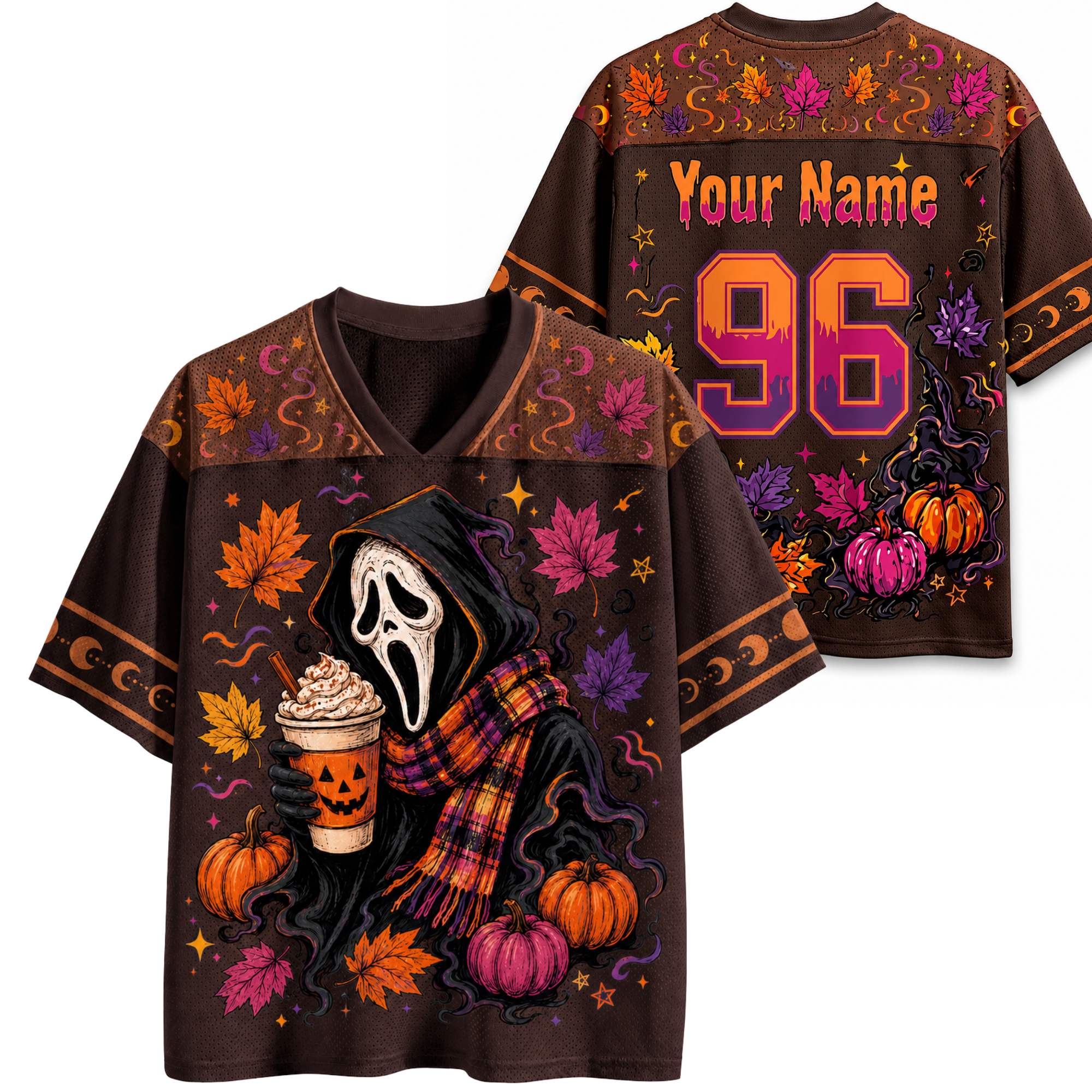 Chaotic Club Ghostface Fall Coffee Halloween Mesh Jersey