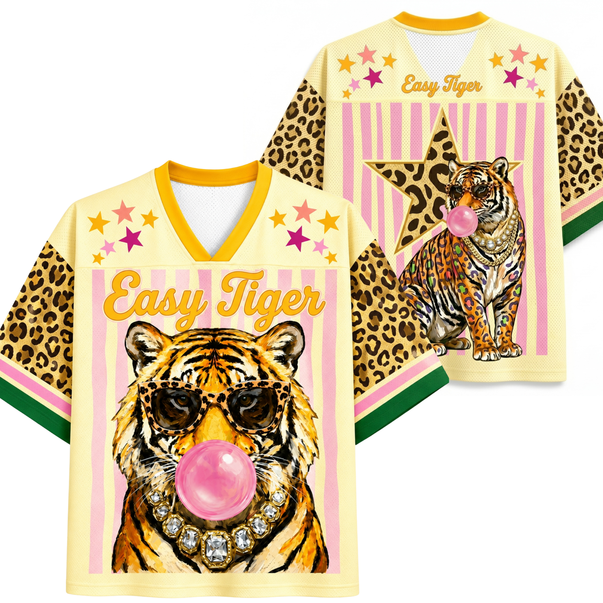 Chaotic Club Preppy Tiger Stars Bubblegum Mesh Jersey