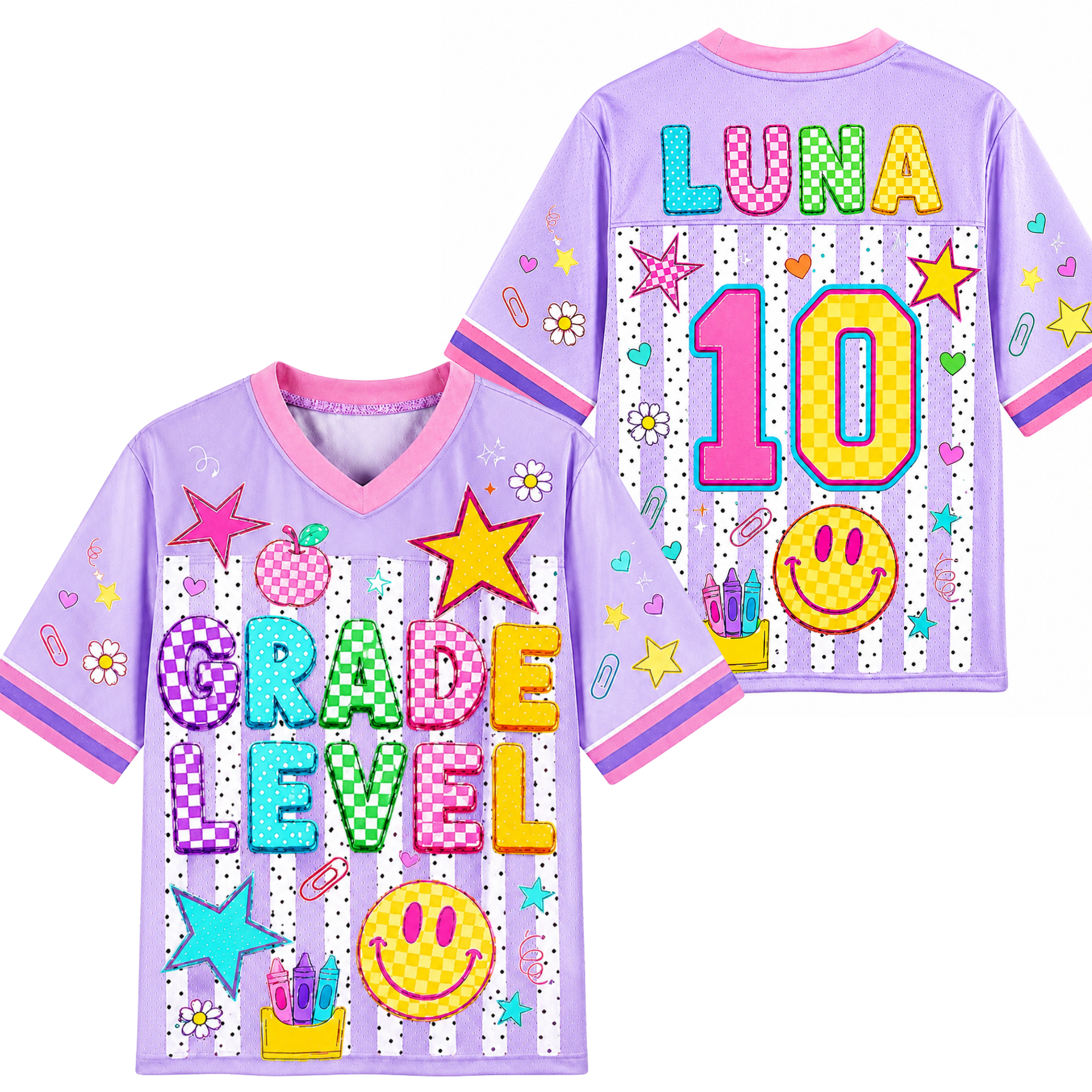 Chaotic Club Striped Neon Back To School Smiley Mesh Jersey